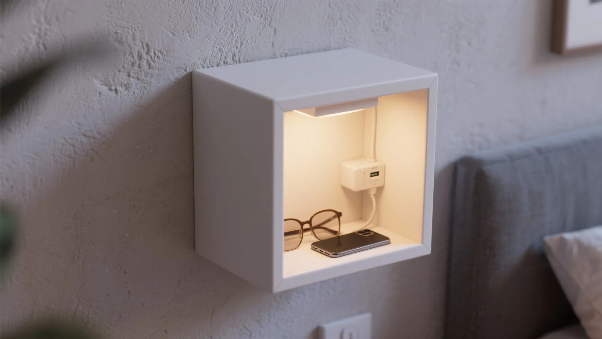 3. Wall-Mounted Cube with Integrated Lamp