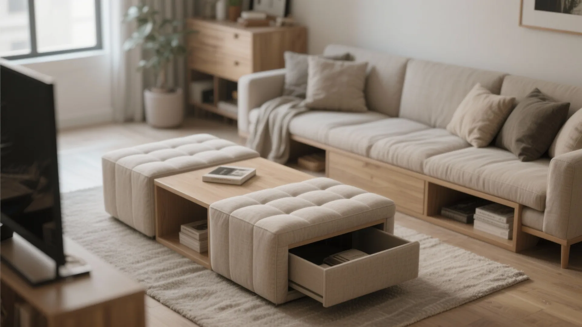 10. Hidden Cube Storage Ottoman