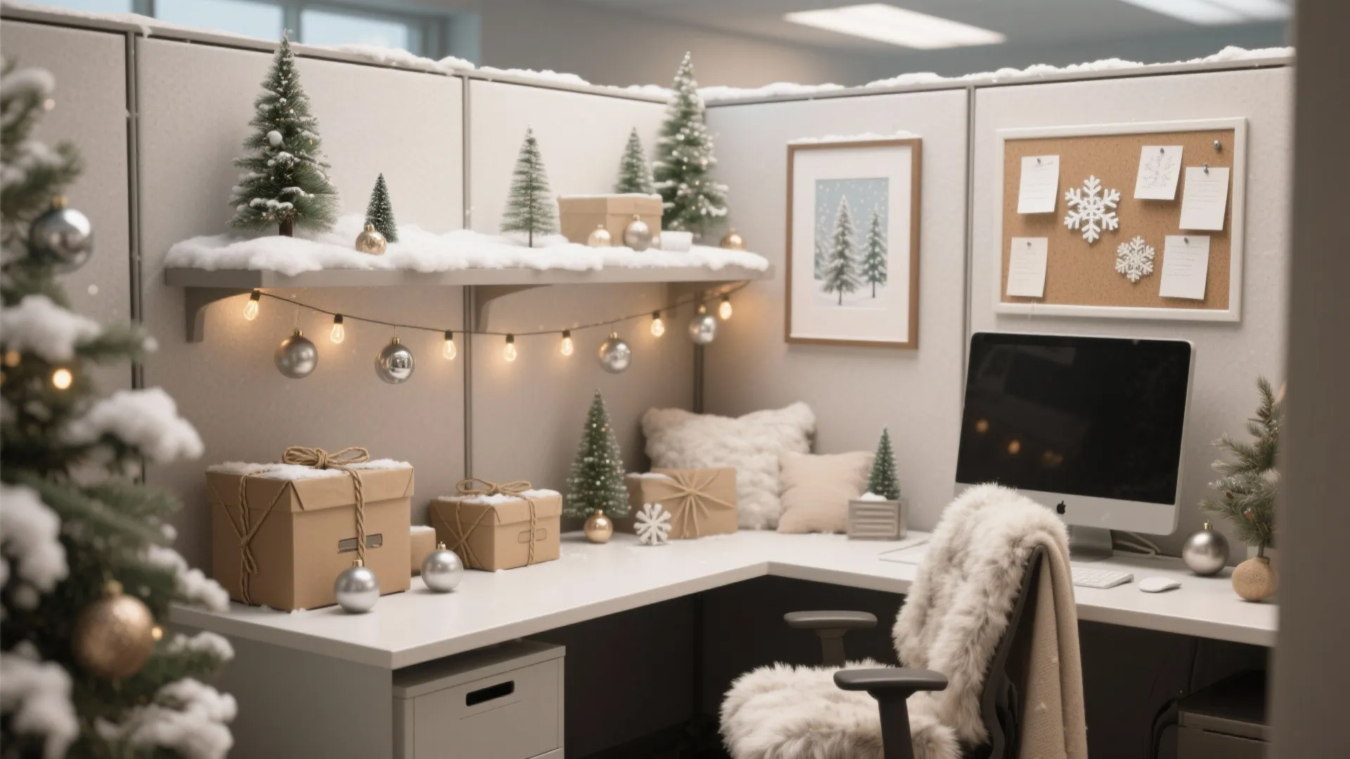 Winter Wonderland Decorating Ideas for Office Cubicle — 5: Cozy, compact and clever winter wonderland decorating ideas for your office cubicle, tested in real projects