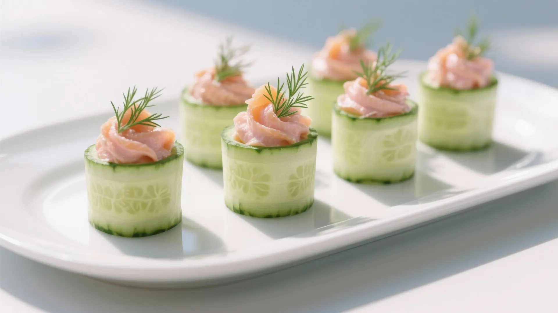 2. Cucumber Cups with Smoked Salmon Mousse