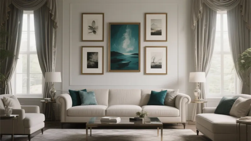 Elegant Living Room with Art Gallery Wall