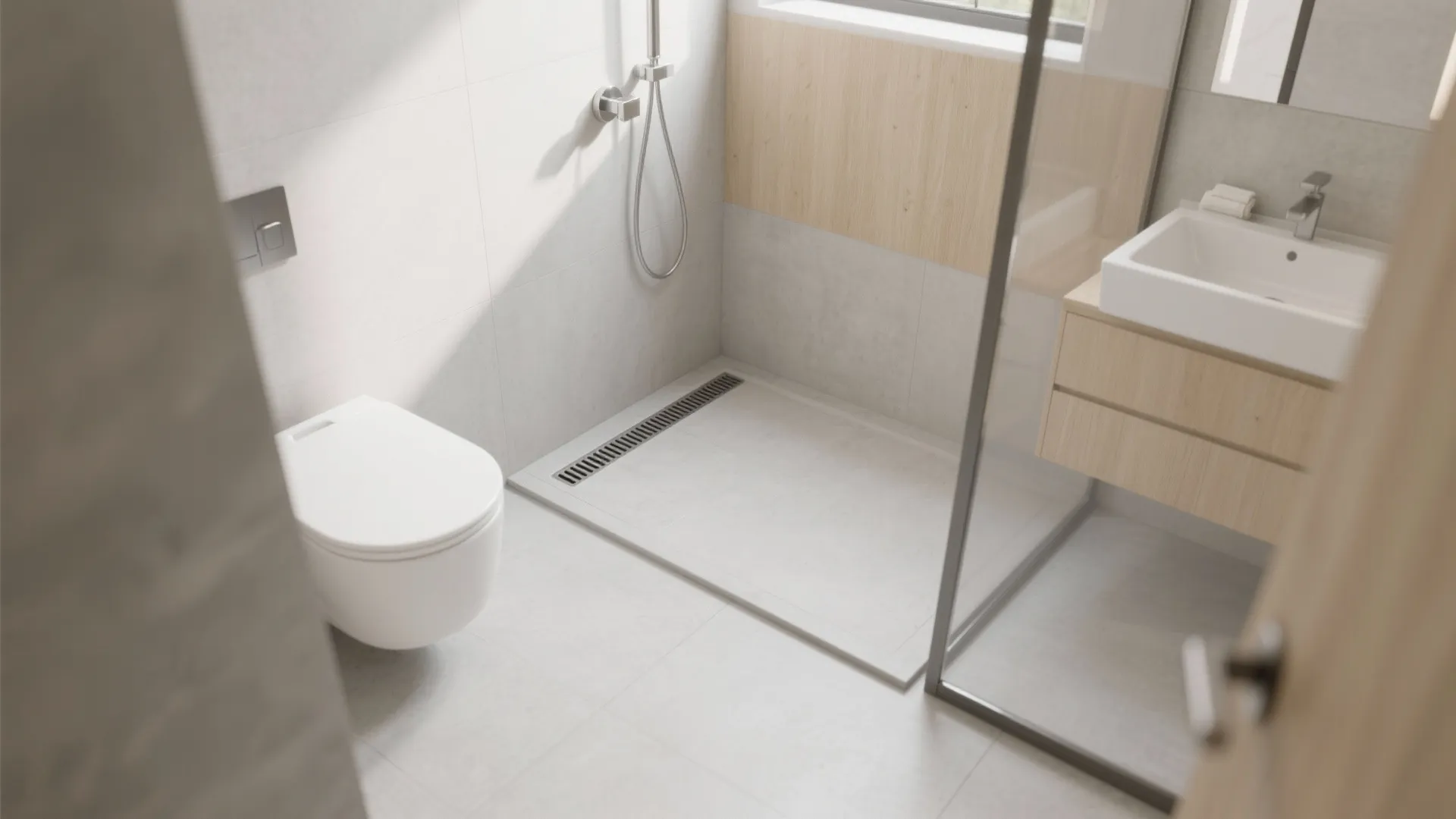 Curbless Shower Pan With a Linear Drain