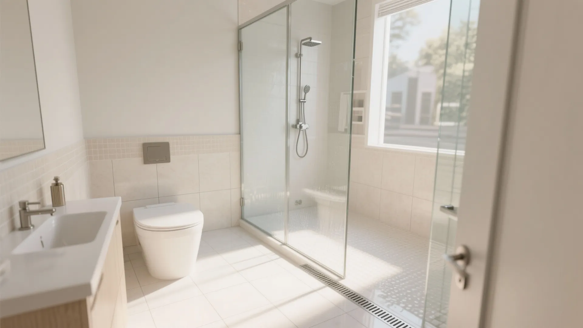 Frameless Glass & a Curbless Shower for Continuity
