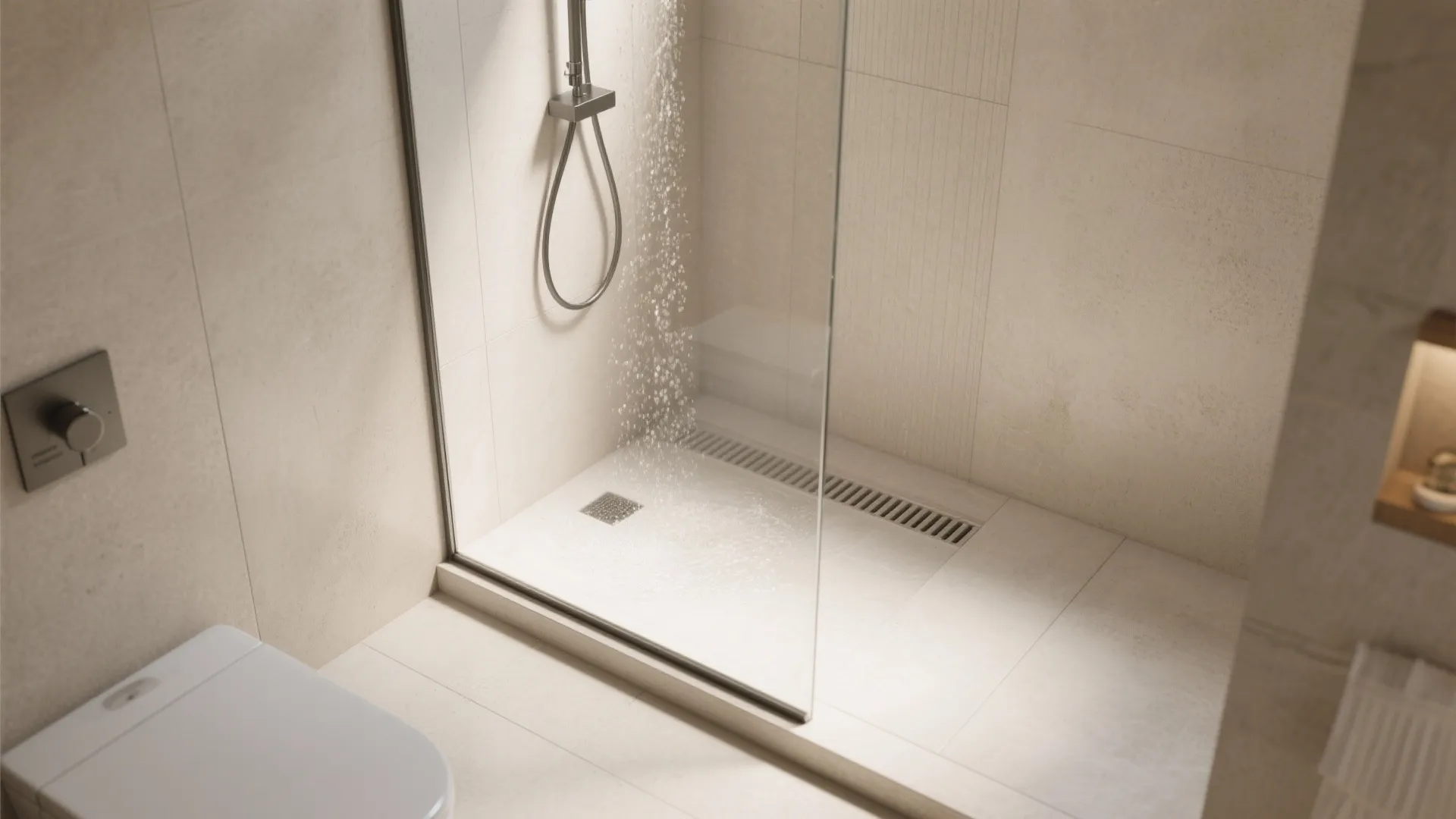 Frameless Glass and a Curbless Shower for Visual Openness