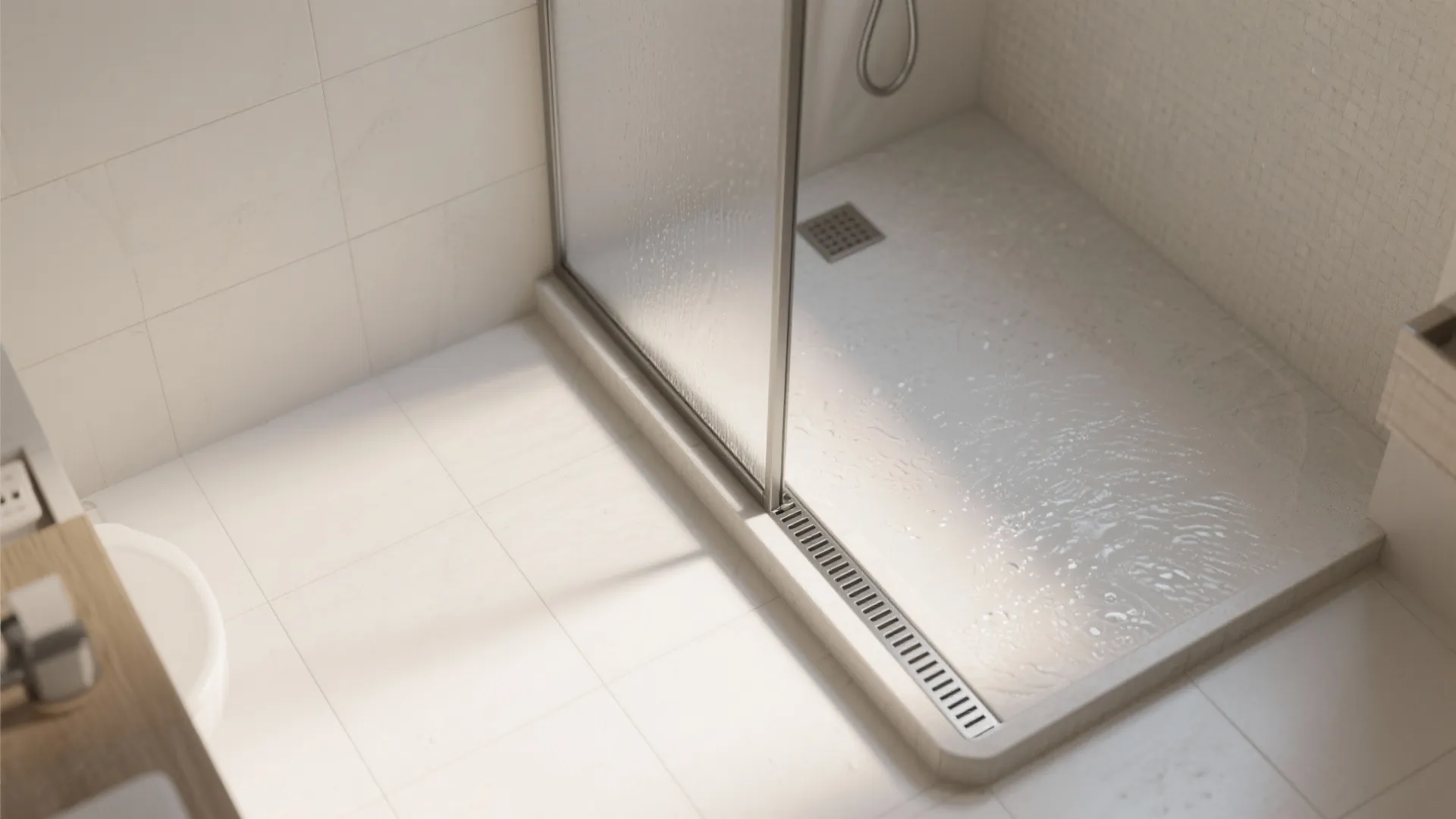 Curbless Shower with a Linear Drain