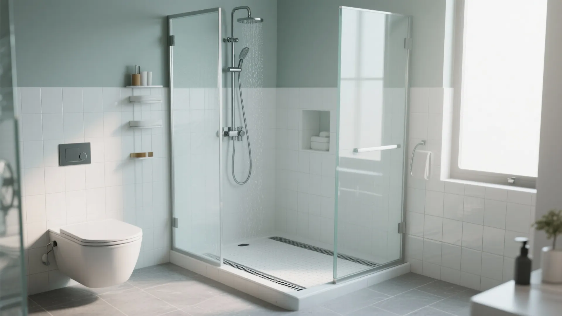 3. Curbless shower with linear drain