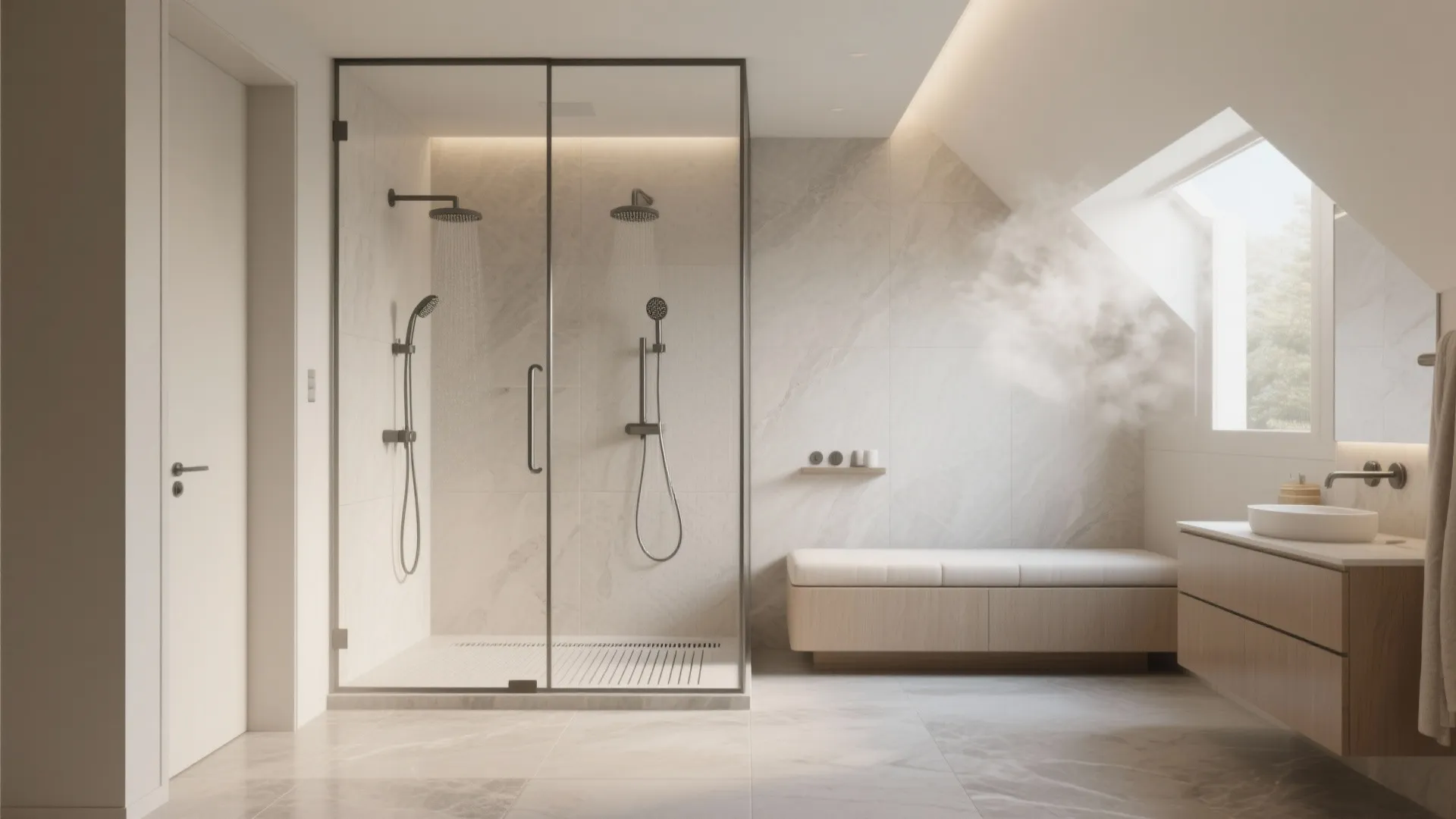 Oversized Walk-In Shower + Steam Option