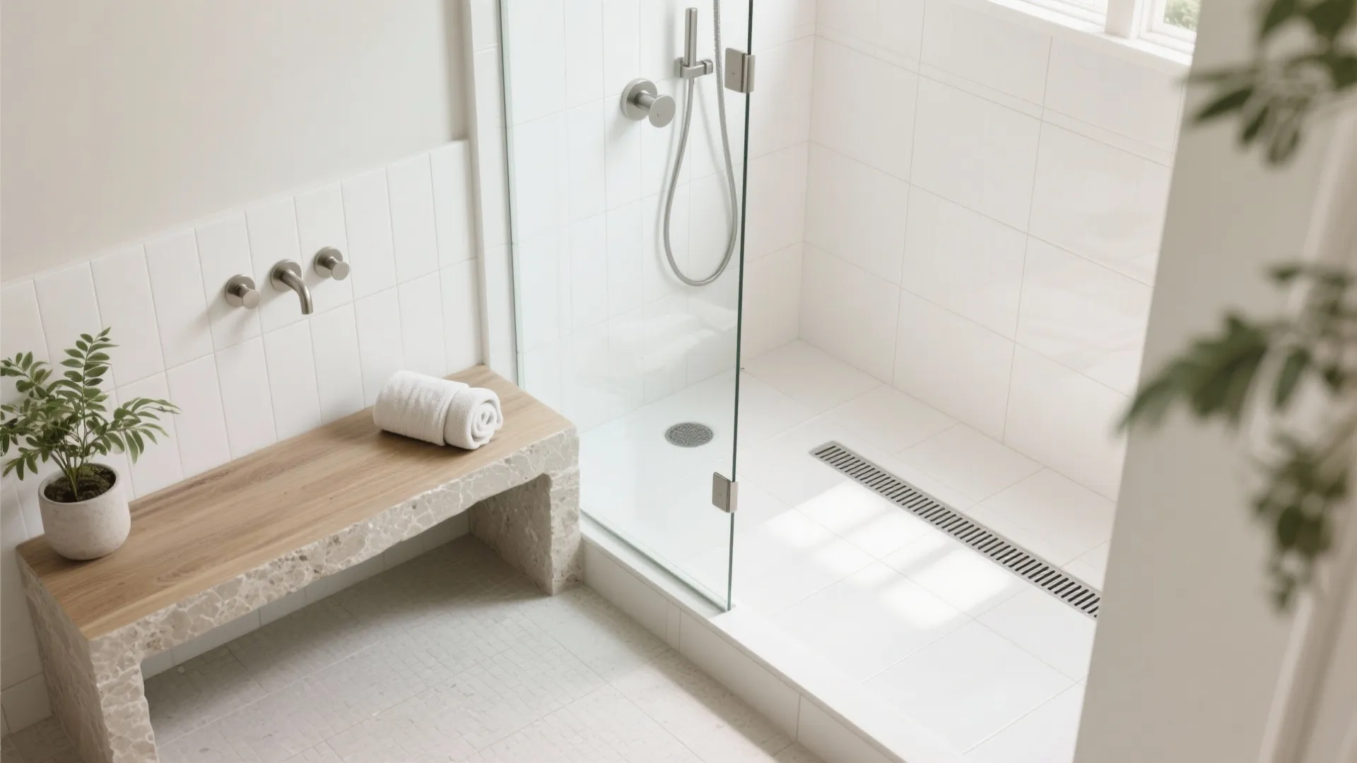 Curbless Walk-In Shower With Linear Drain