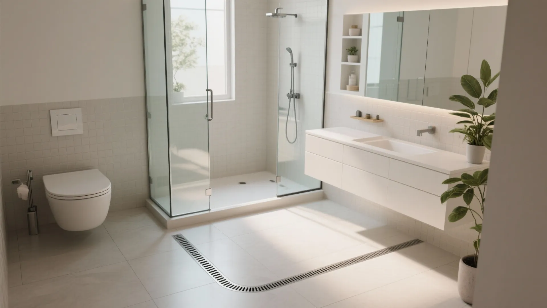 4. Curbless showers and glass partitions