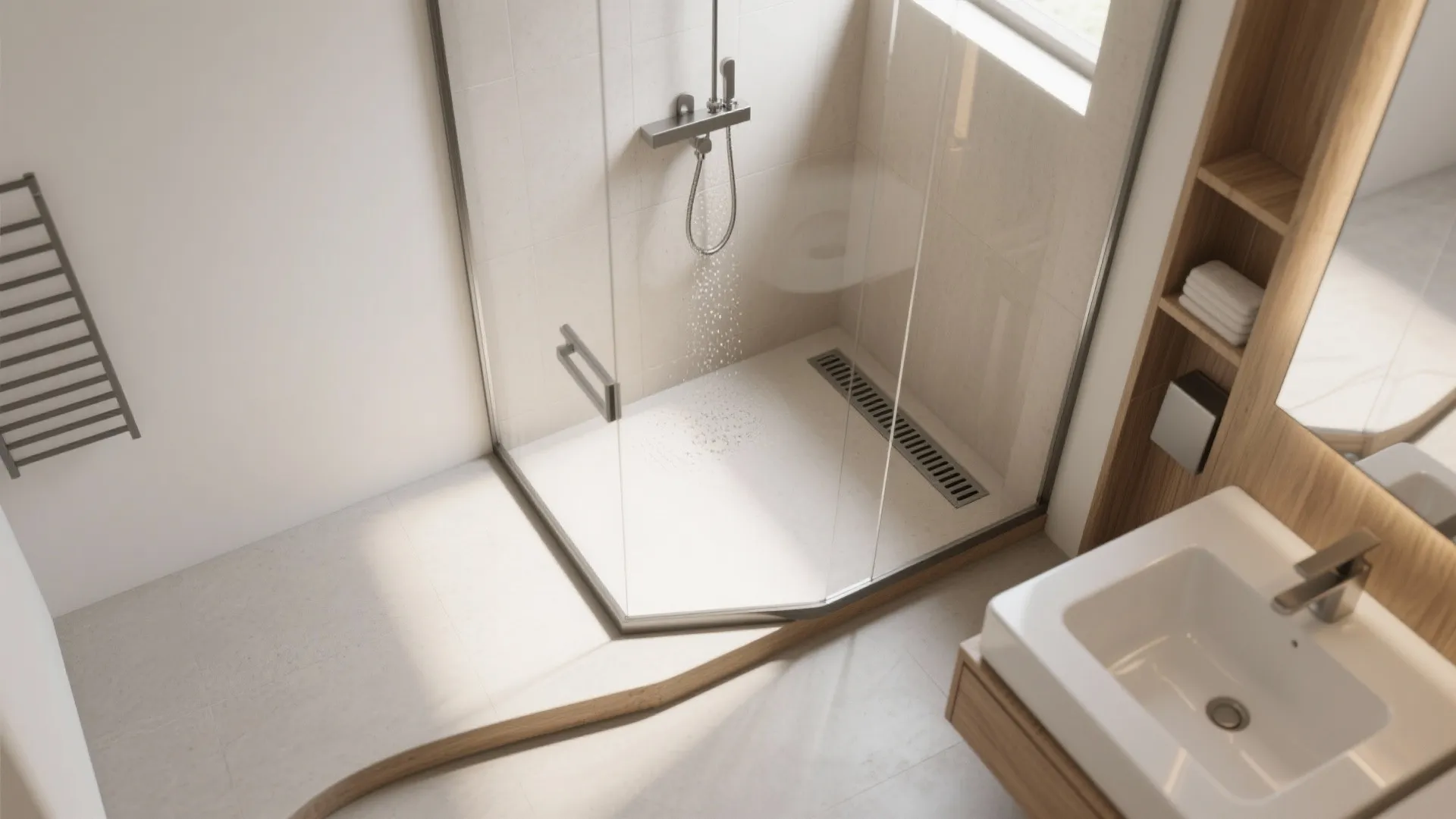 Seamless Wet Zone with Curbless Shower