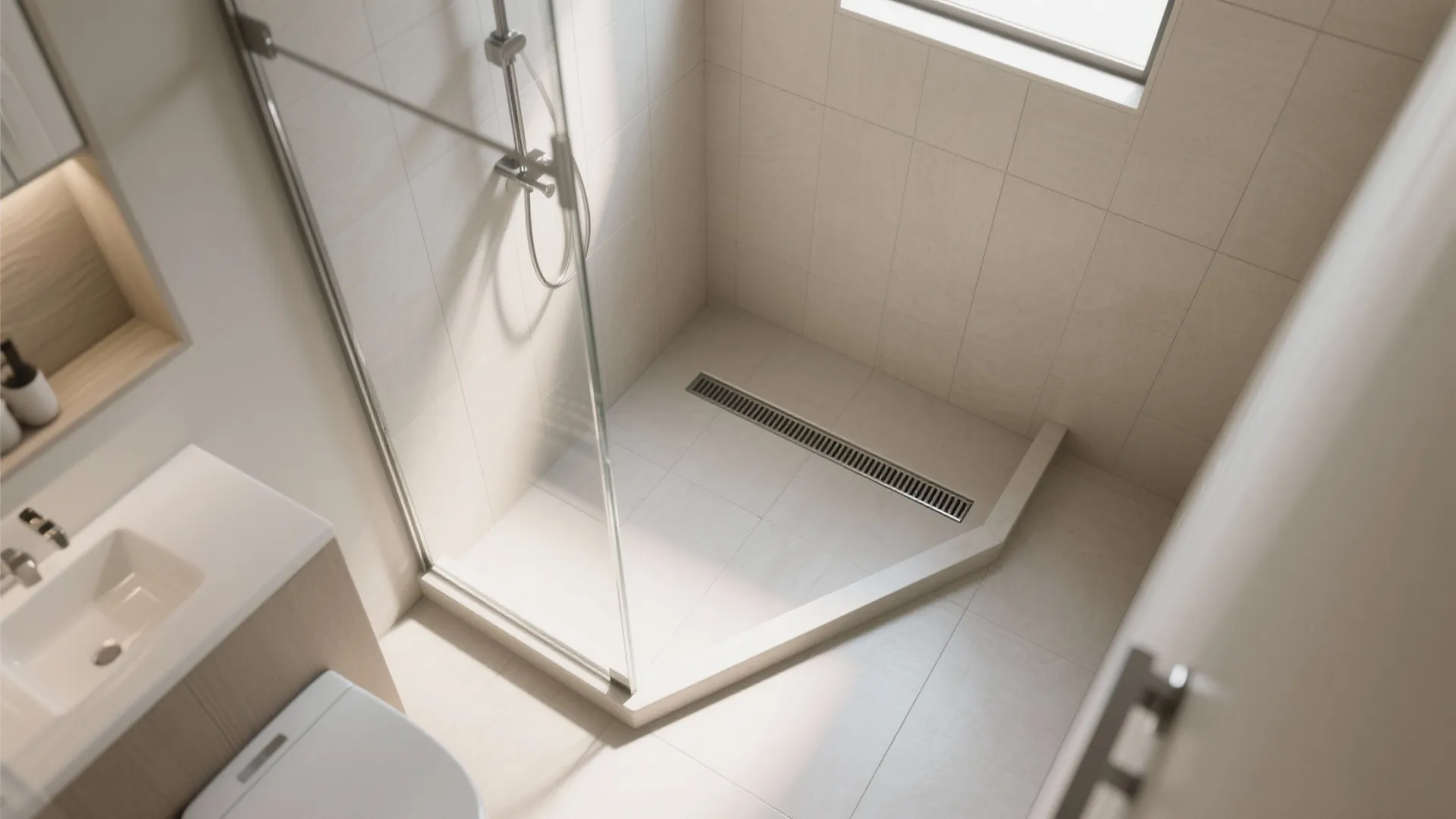 Glass Partition & Curbless Shower