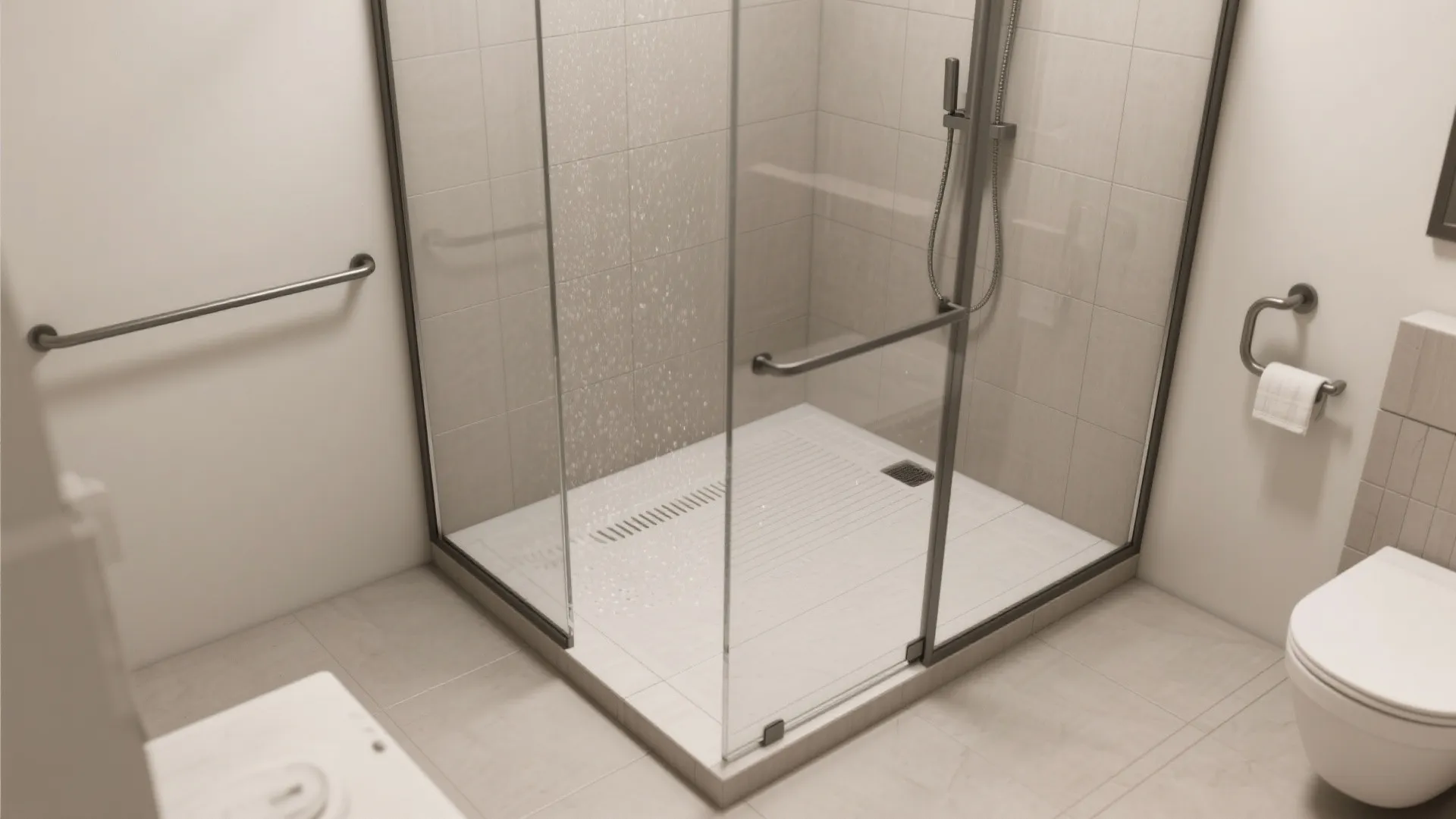5. Walk-in European shower with curb-less threshold