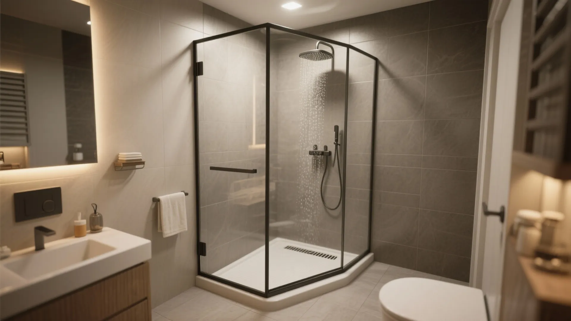 3. Curbless walk-in with a screen panel