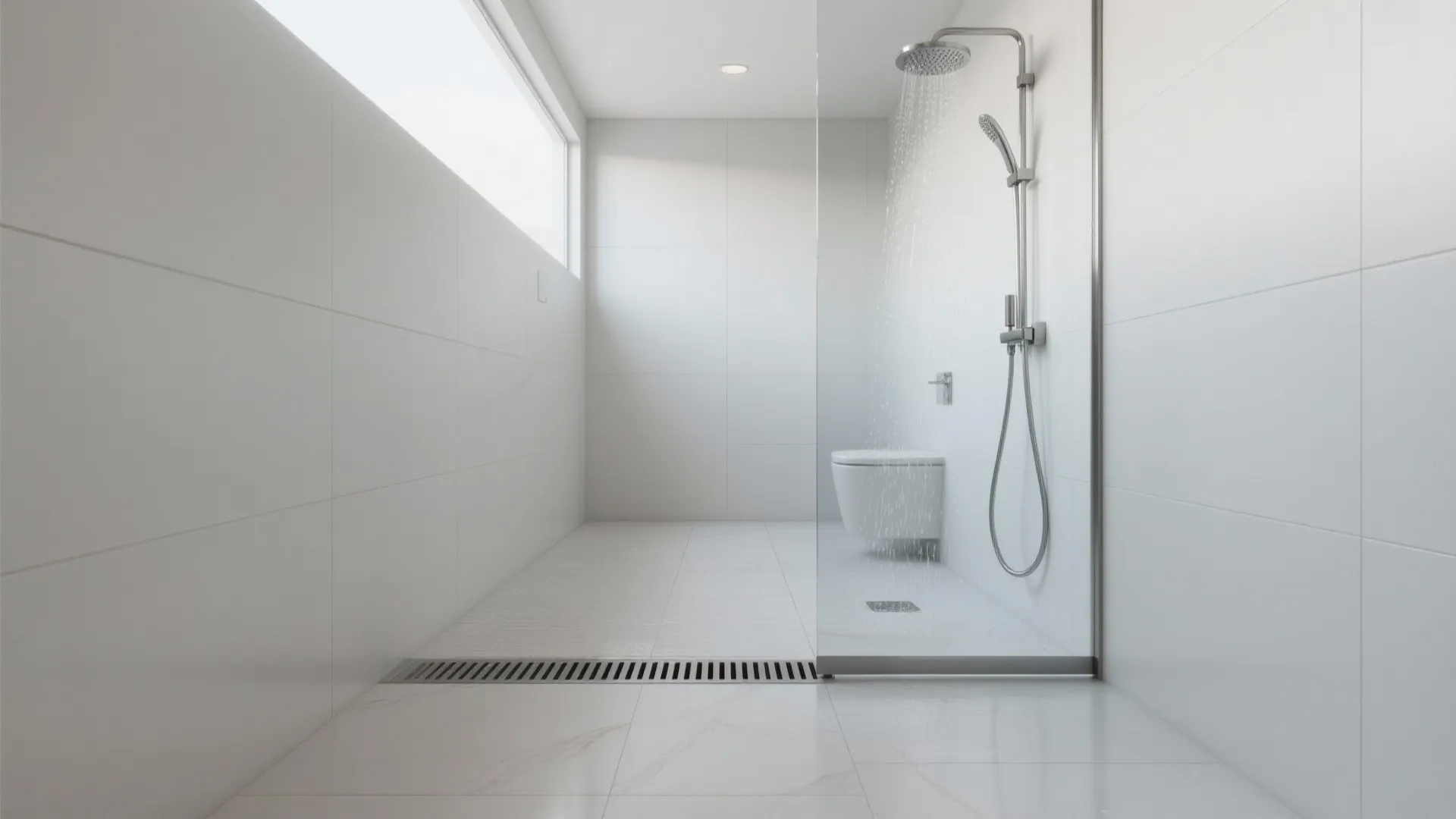 1. Curbless wet-room shower for visual flow