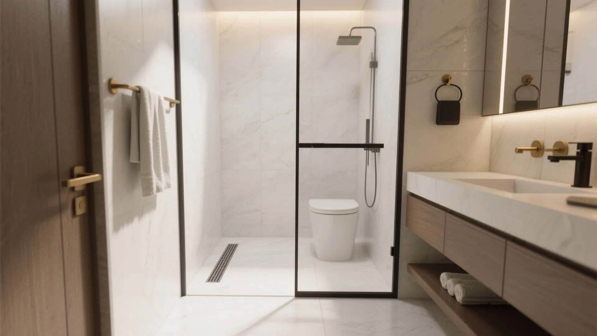 Curbless Wet Room With Sliding Glass