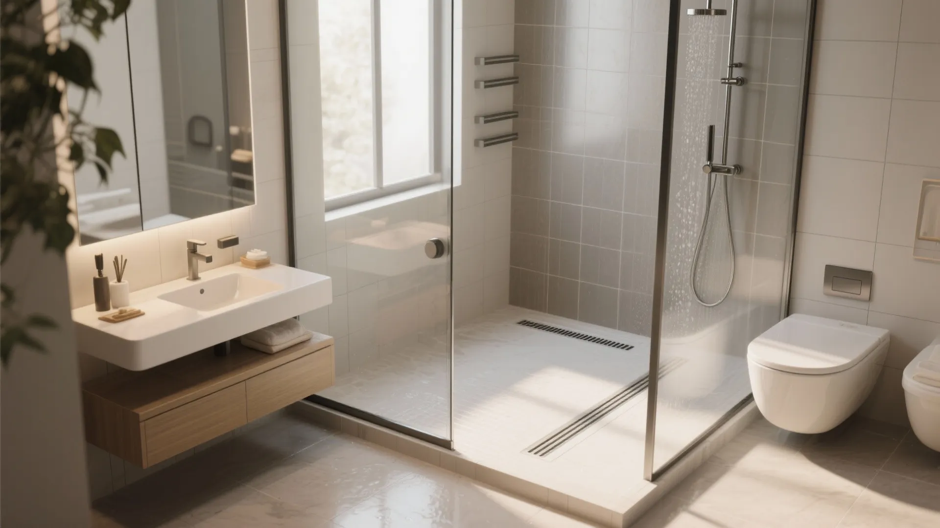 4. Wet Room and Curbless Shower Solutions