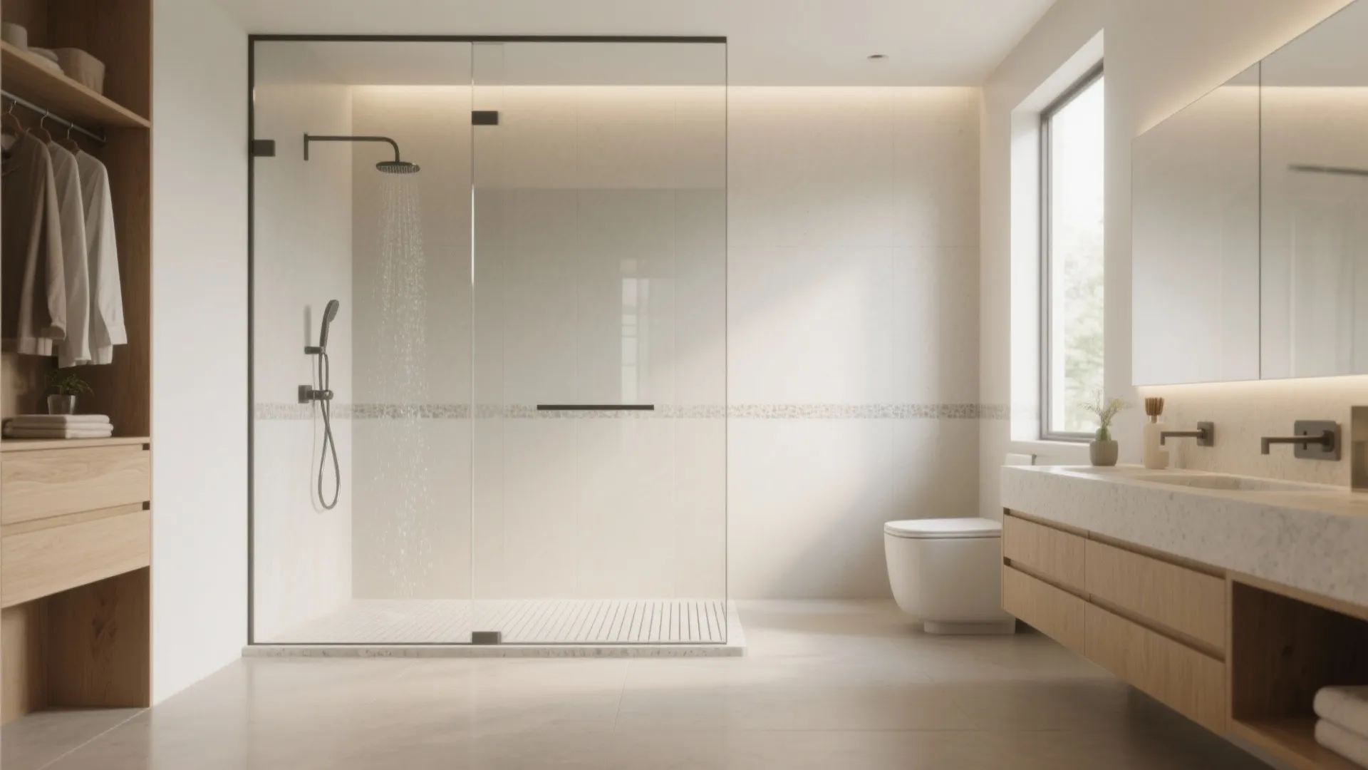 Seamless Wet Zone with Curbless Shower