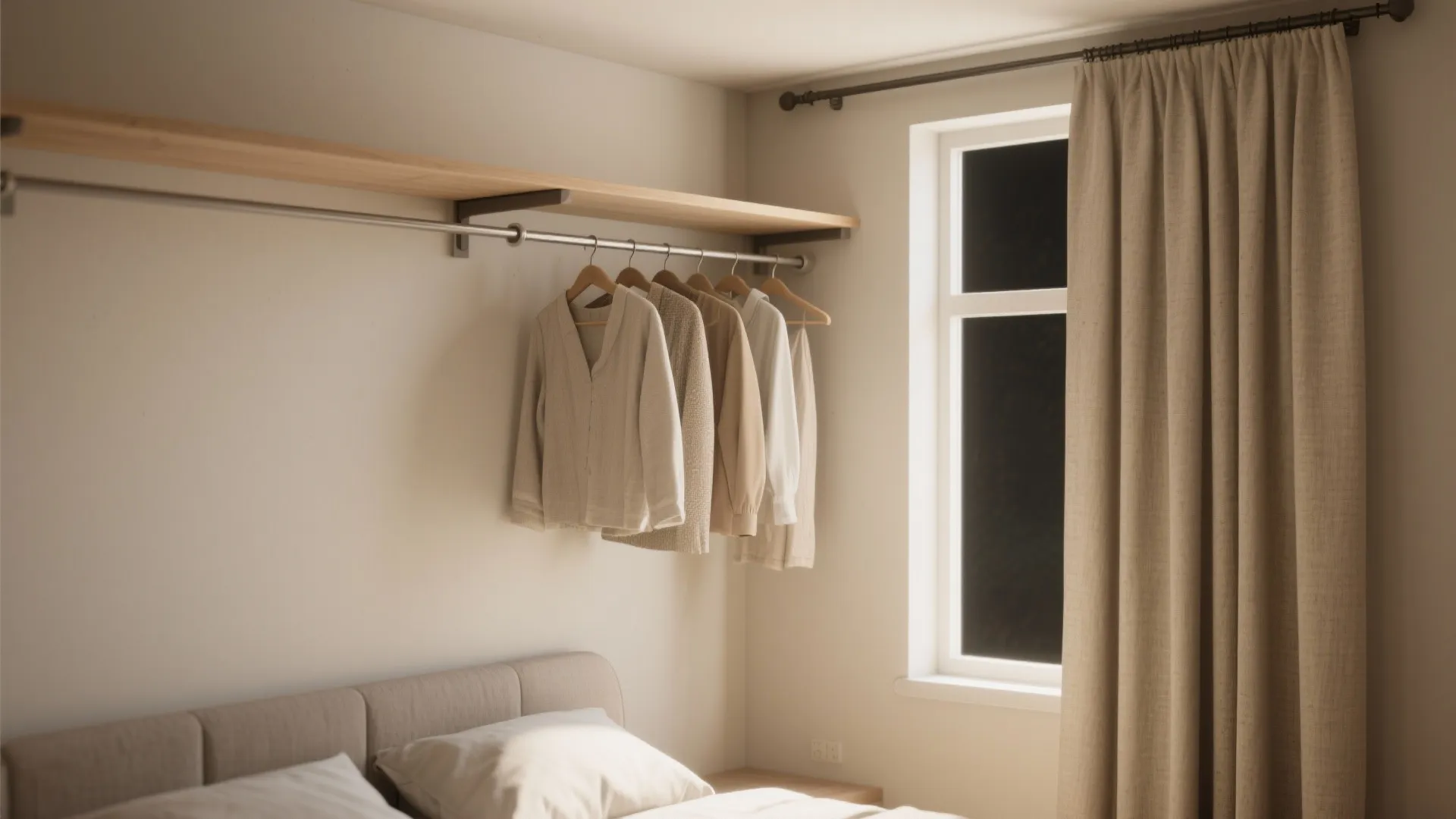 Curtain-Front Open Closet Wall