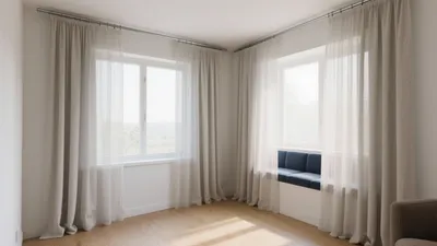 Serene Corner Window Seating with Layered Curtains