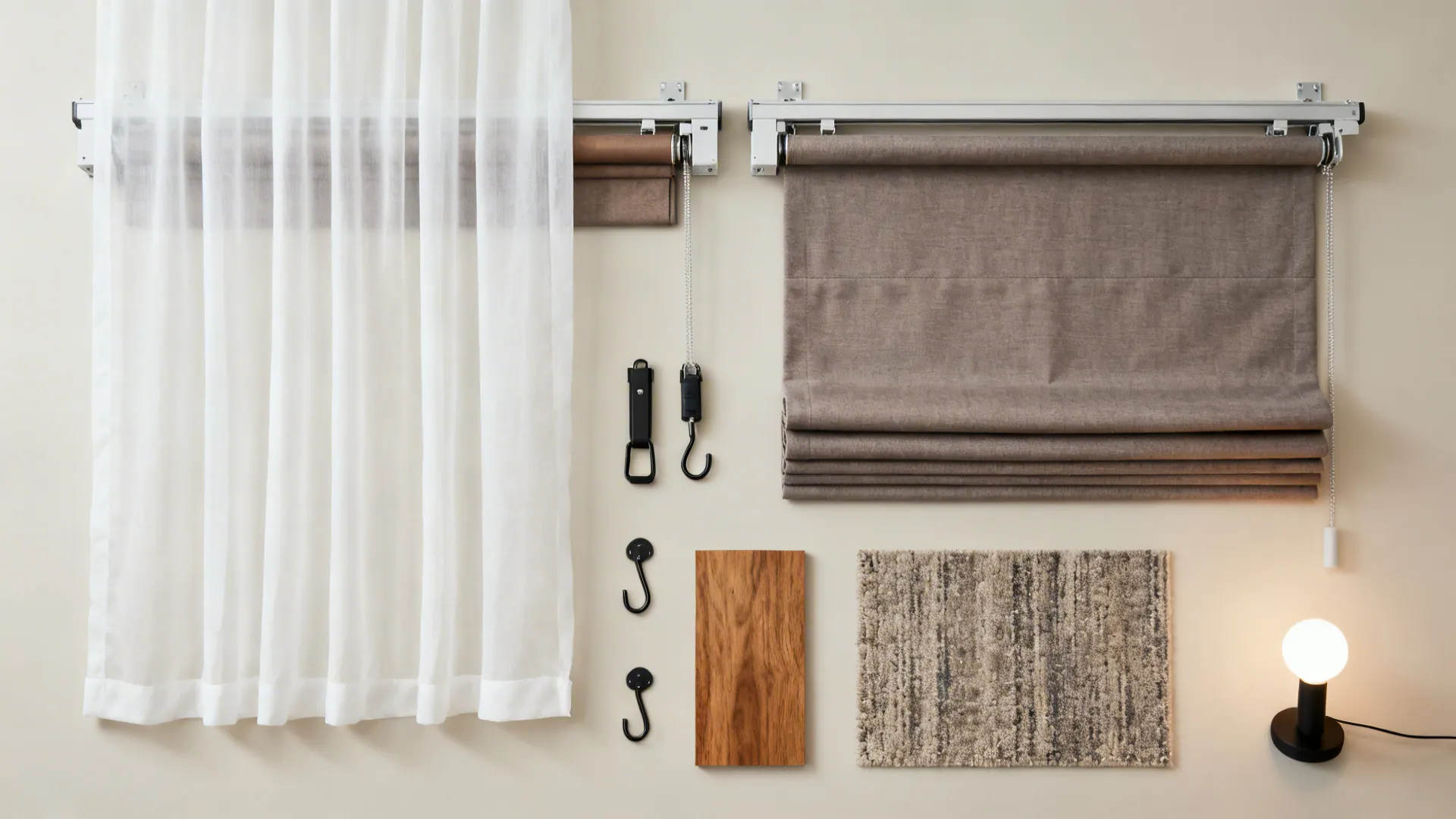 Ceiling Track + Dual-Layer Curtains