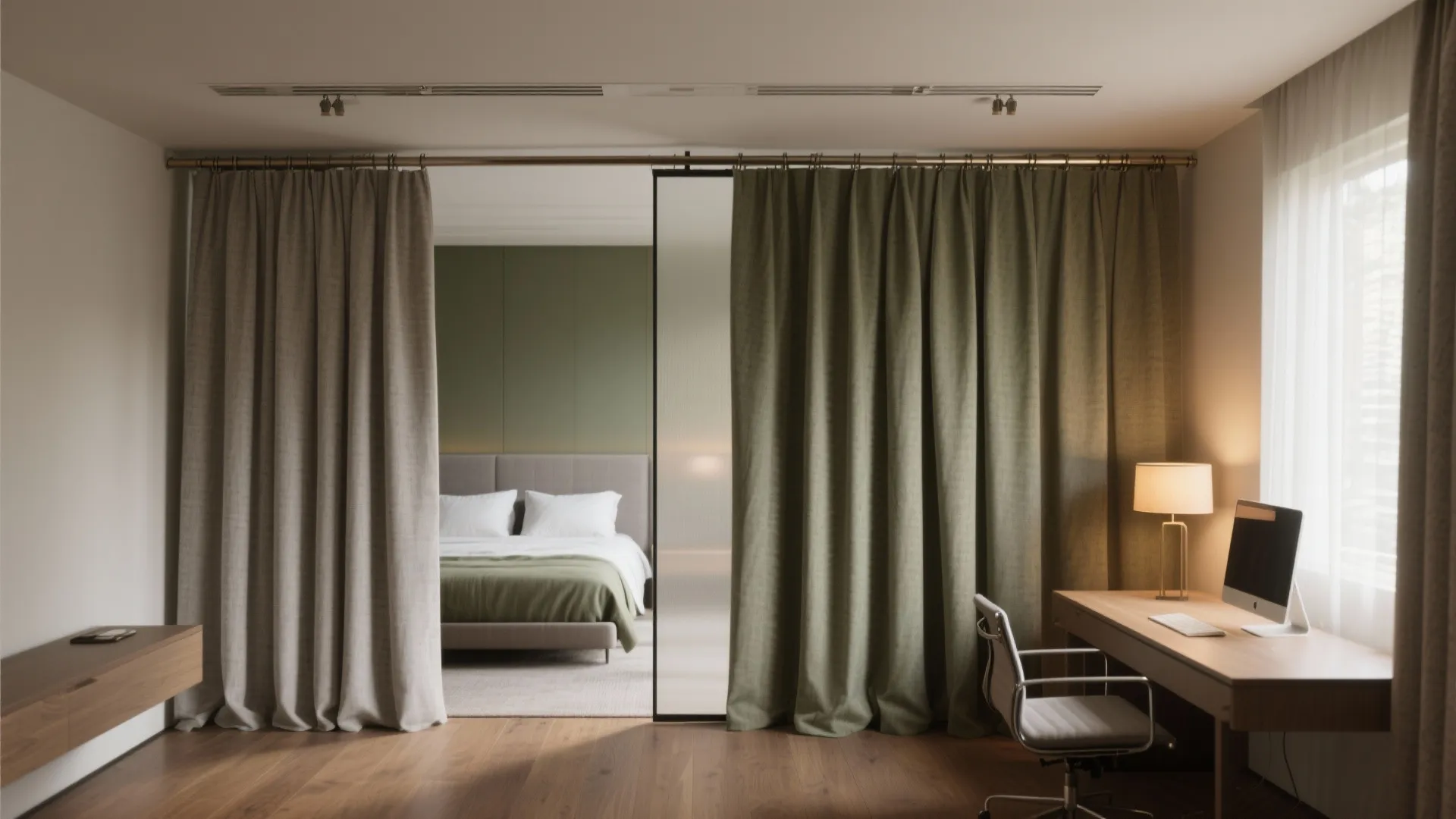 4. Sliding partition or curtain for flexible privacy