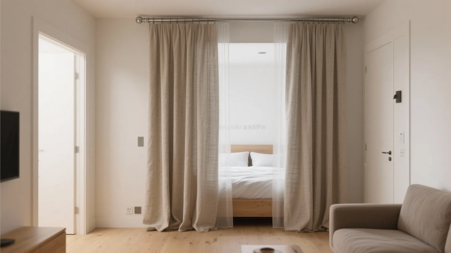 Soft curtain partitions with tension rods