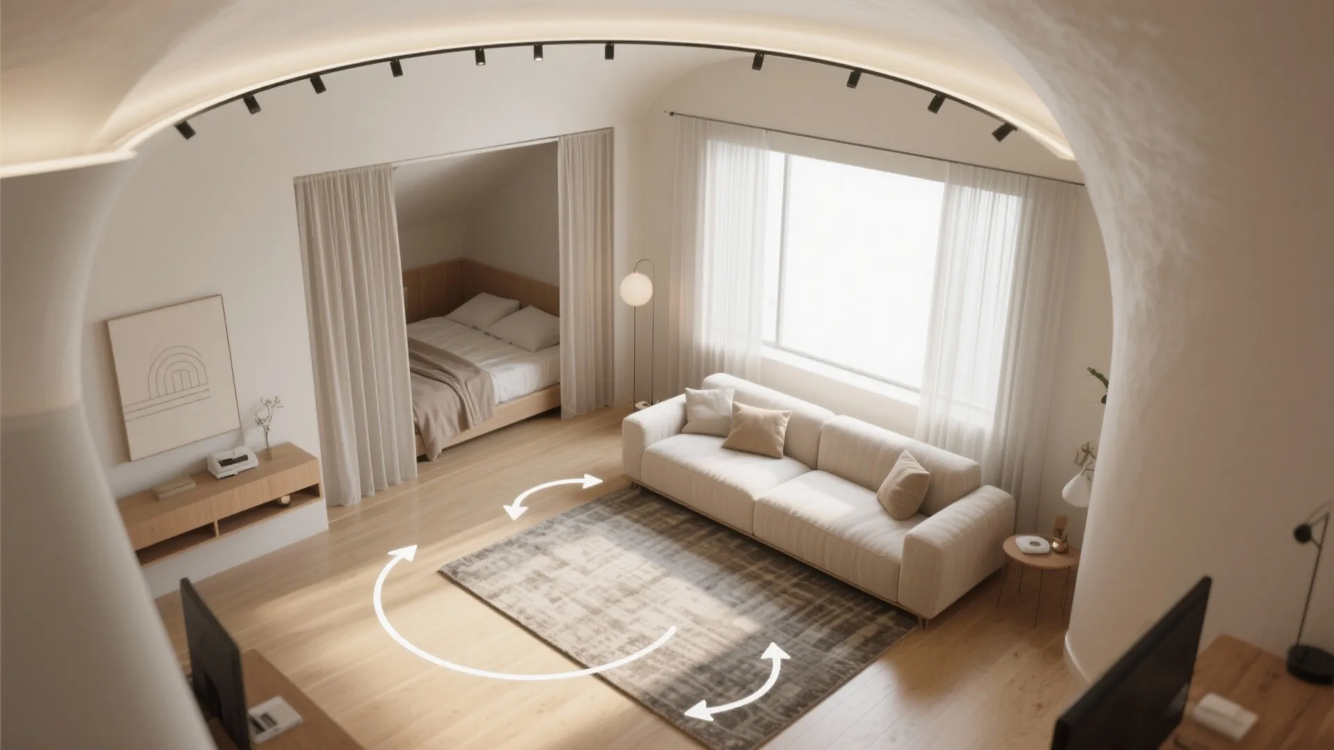 Ceiling-mounted curtains