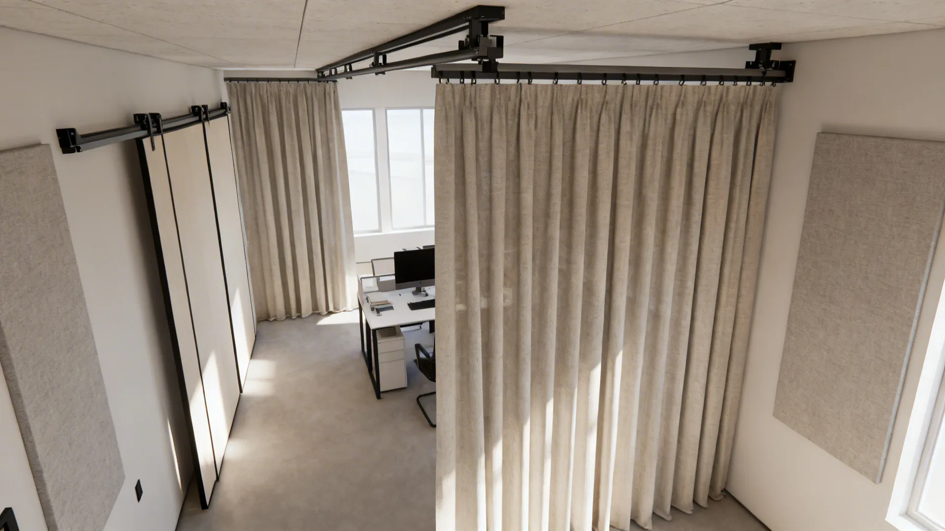 4. Flexible partitions: curtains and sliding panels