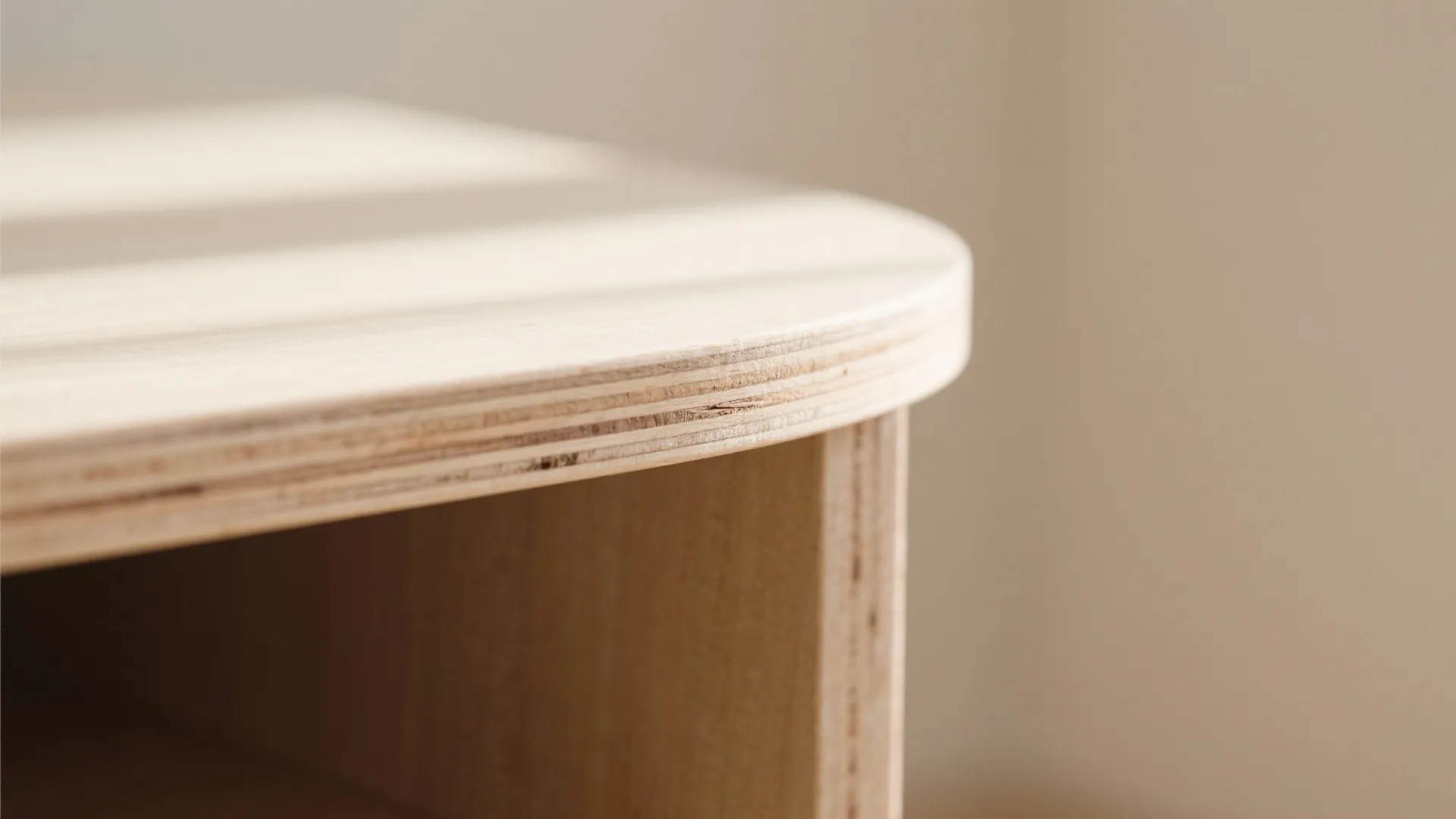 A Curved Plywood Console That Defines the Hall