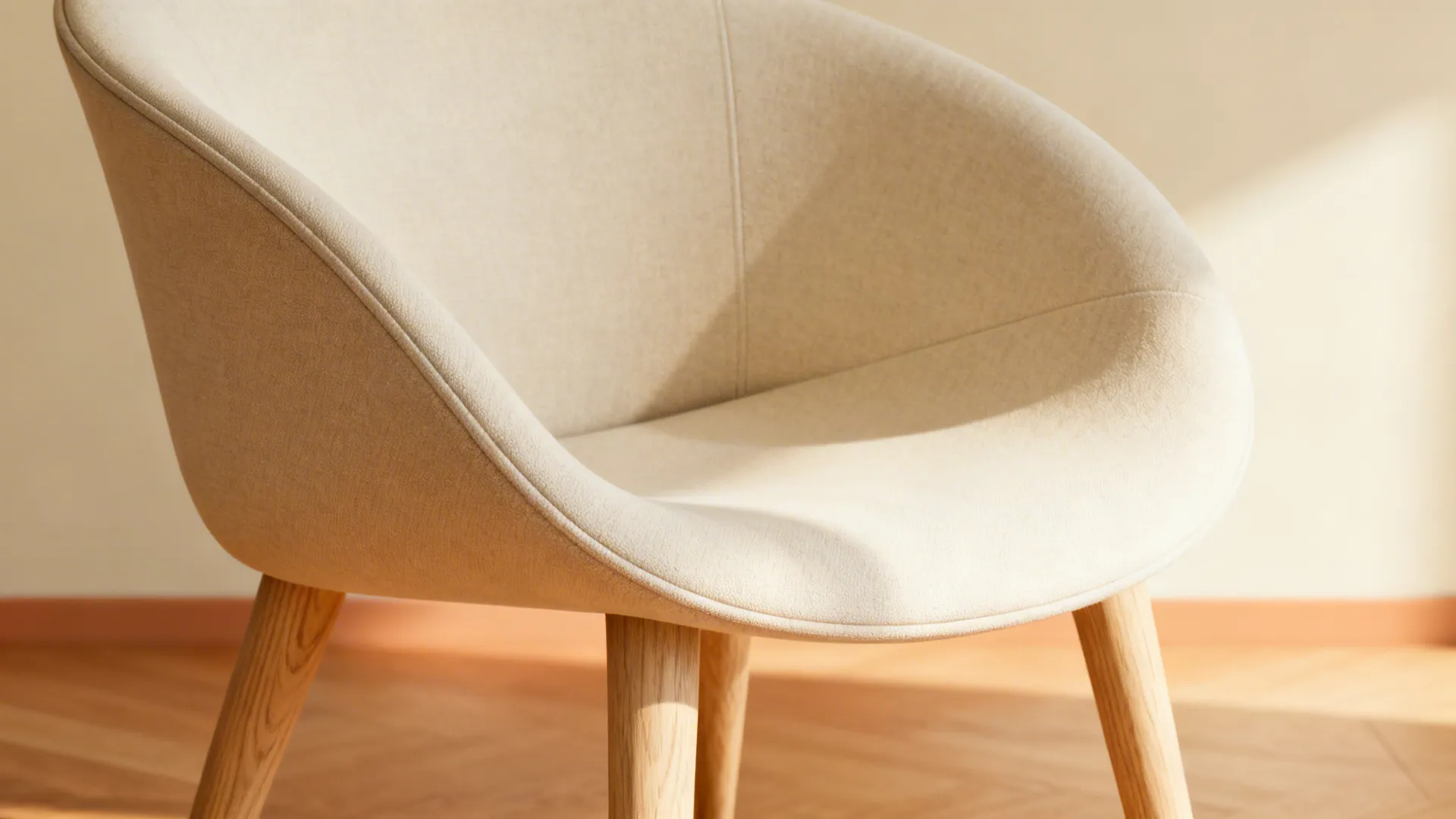 Curved accent chair with continuous back offering lumbar support