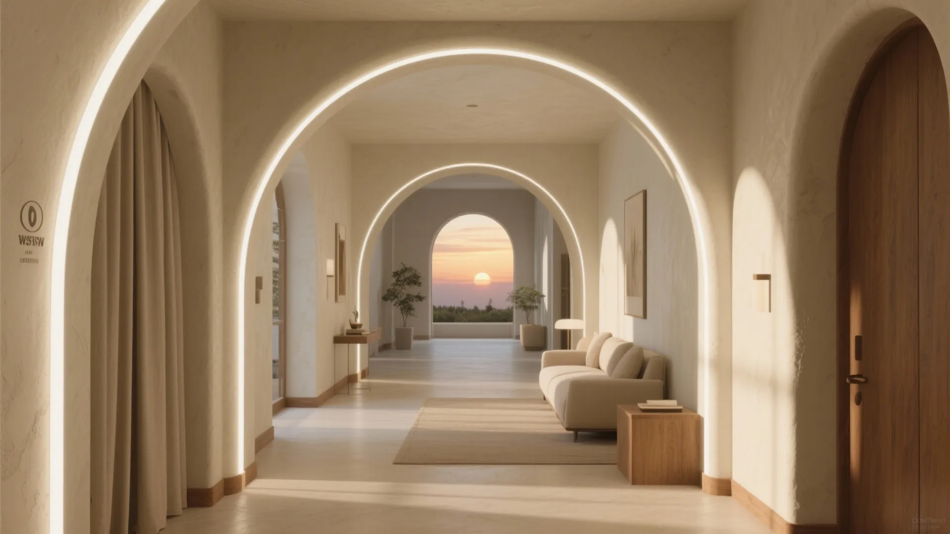 Soft Arches and Curves That Calm the Entry