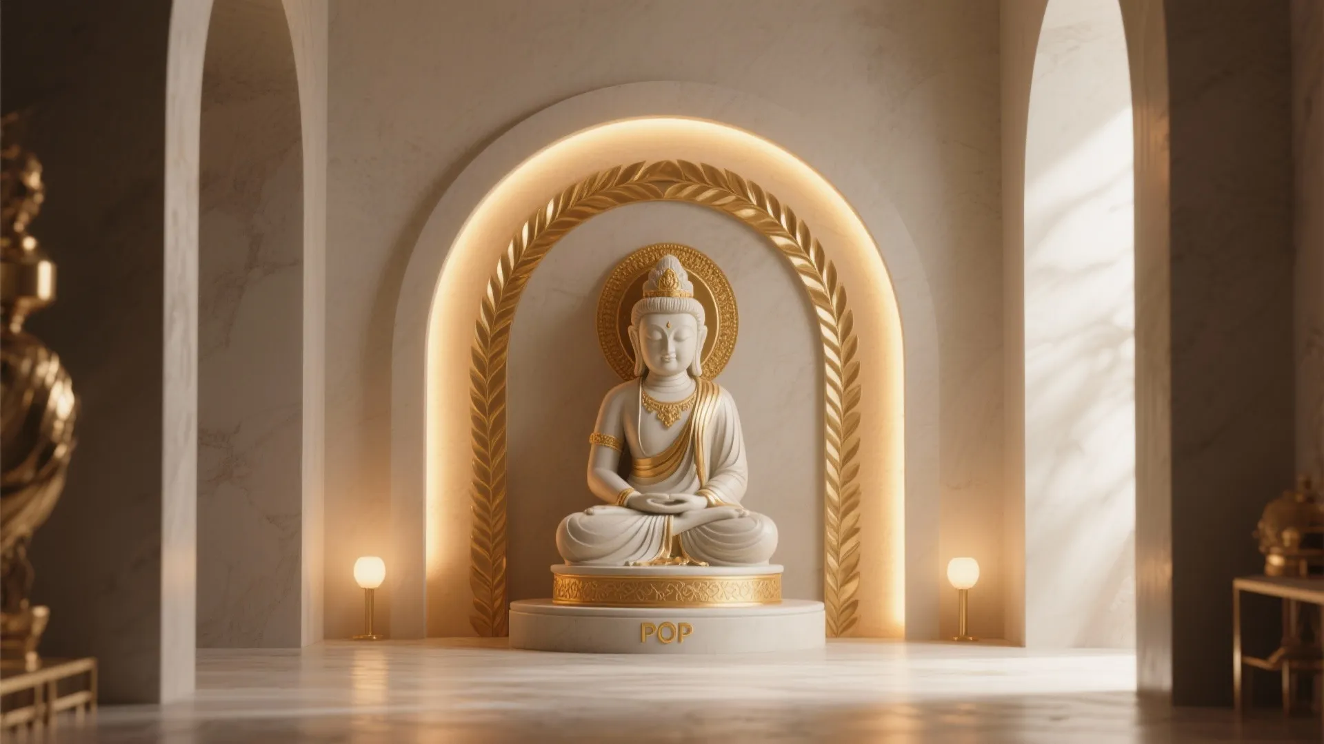 5. Curved POP Backdrop with Gold Leaf Details