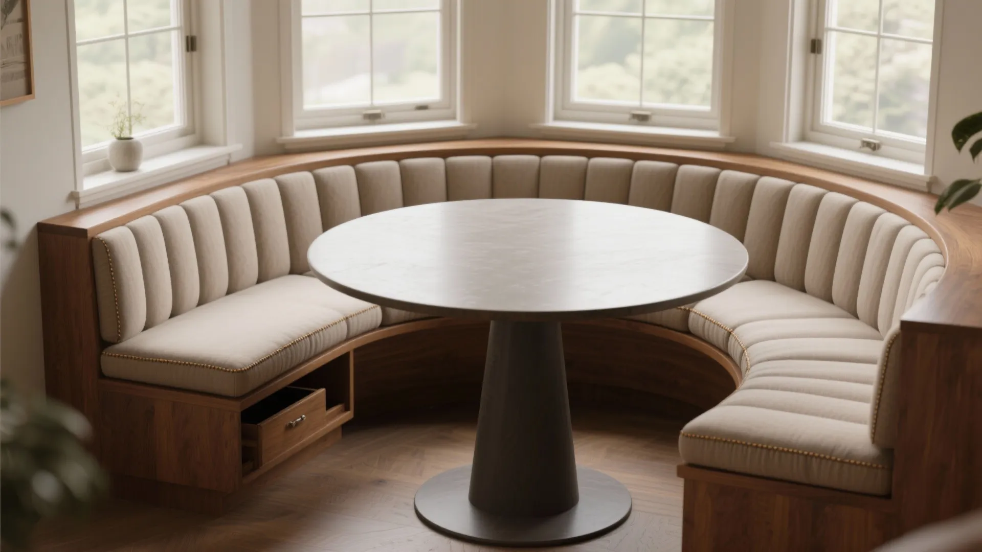2. Curved Banquette with a Round Table