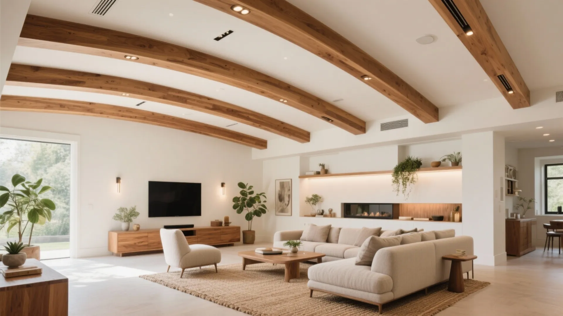Exposed or Faux Beams (Straight or Soft Curves)