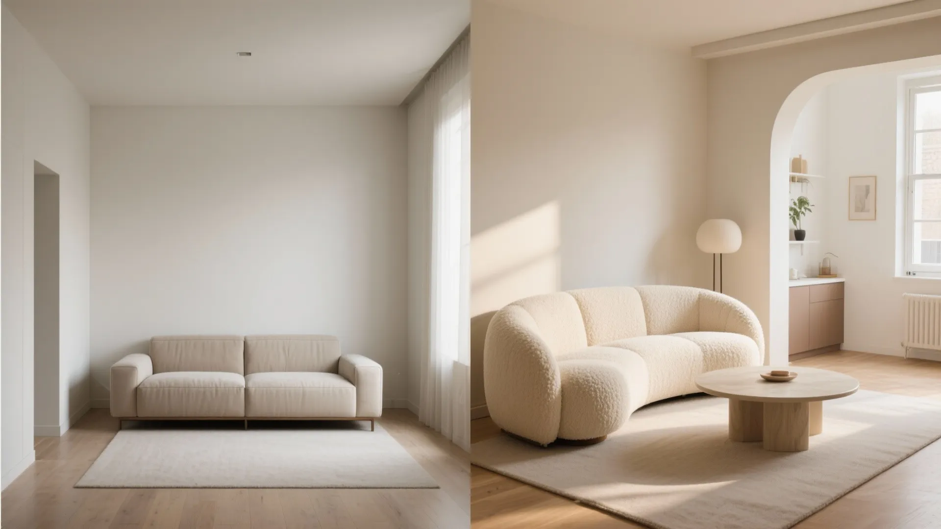 Curved Luxury Sofa Sets with Bouclé and Rounded Silhouettes