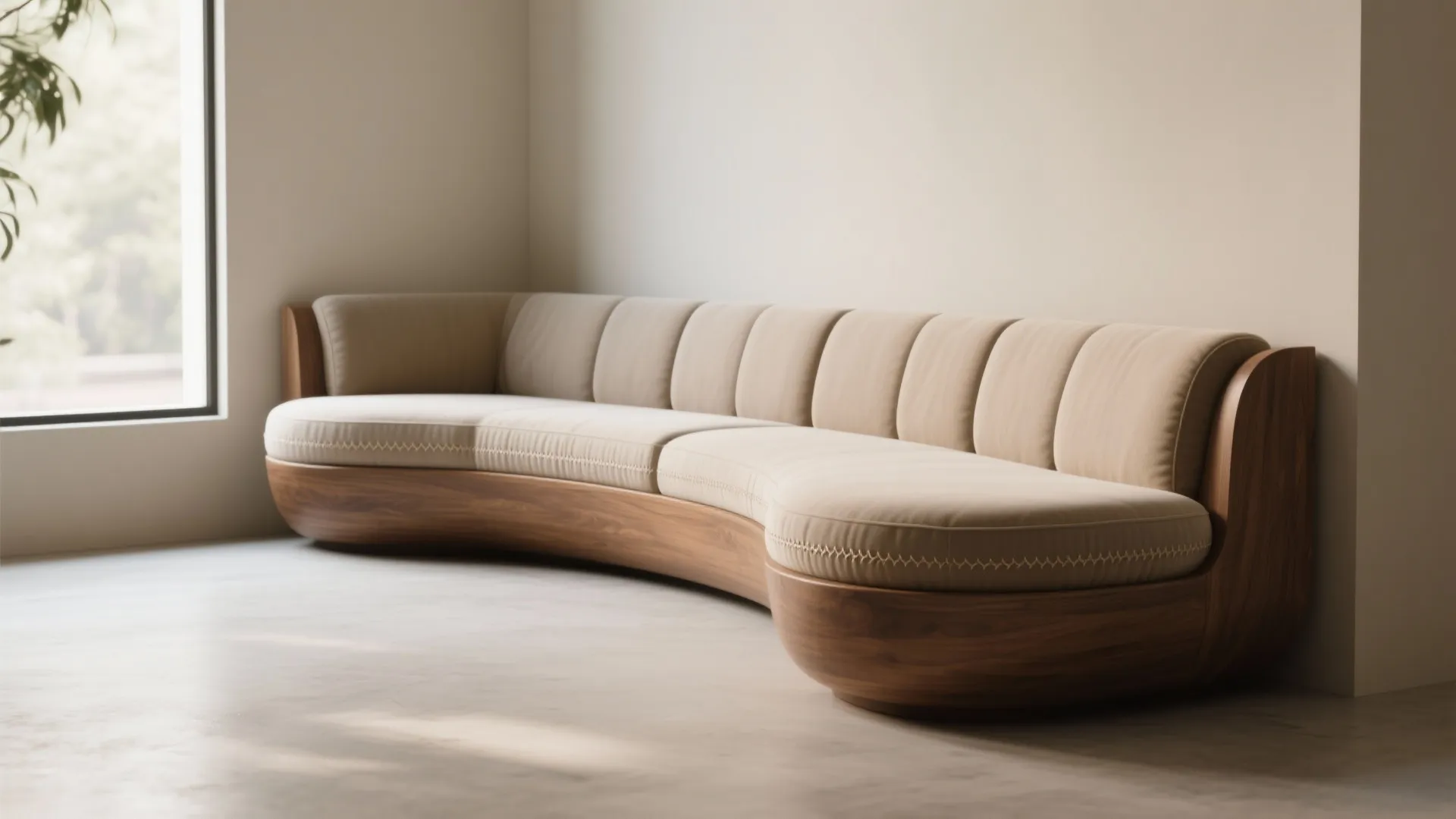 5. Curved corner bench that softens tight angles