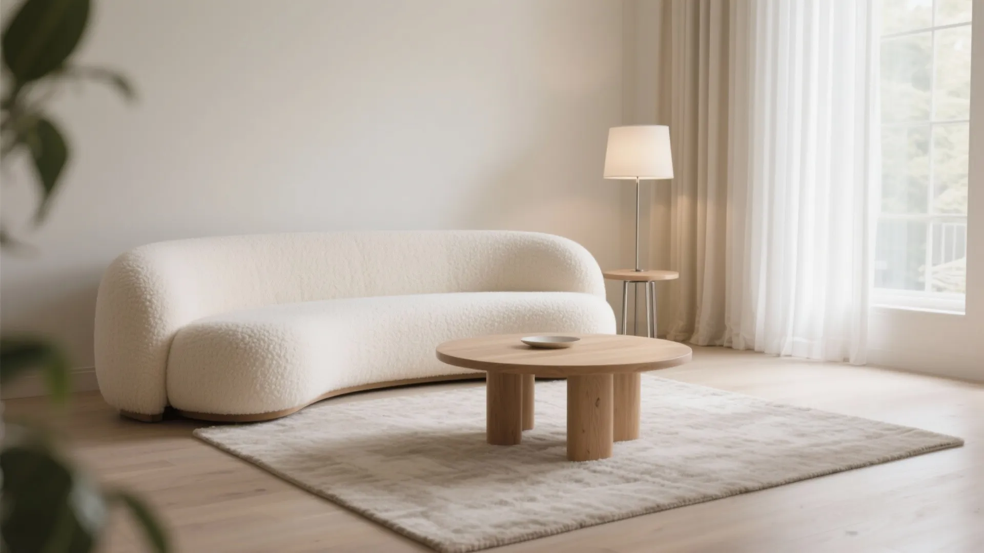 Curved Luxury Sofa Sets with Bouclé and Rounded Silhouettes