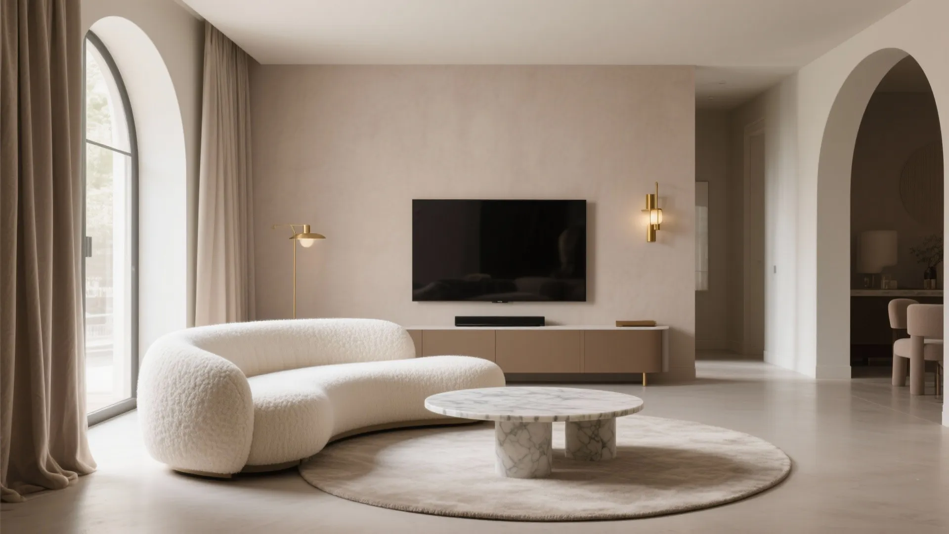 1) Sculptural Curved Sofas: Soft Edges, Strong Presence