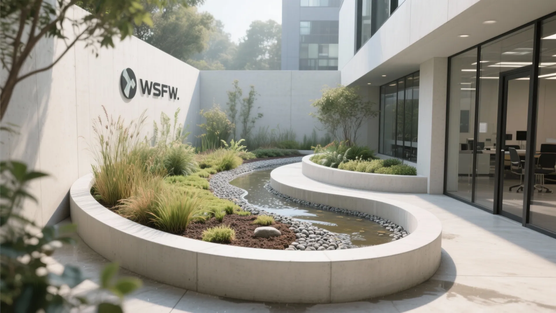 Curved Bund Integrated with a Rain Garden