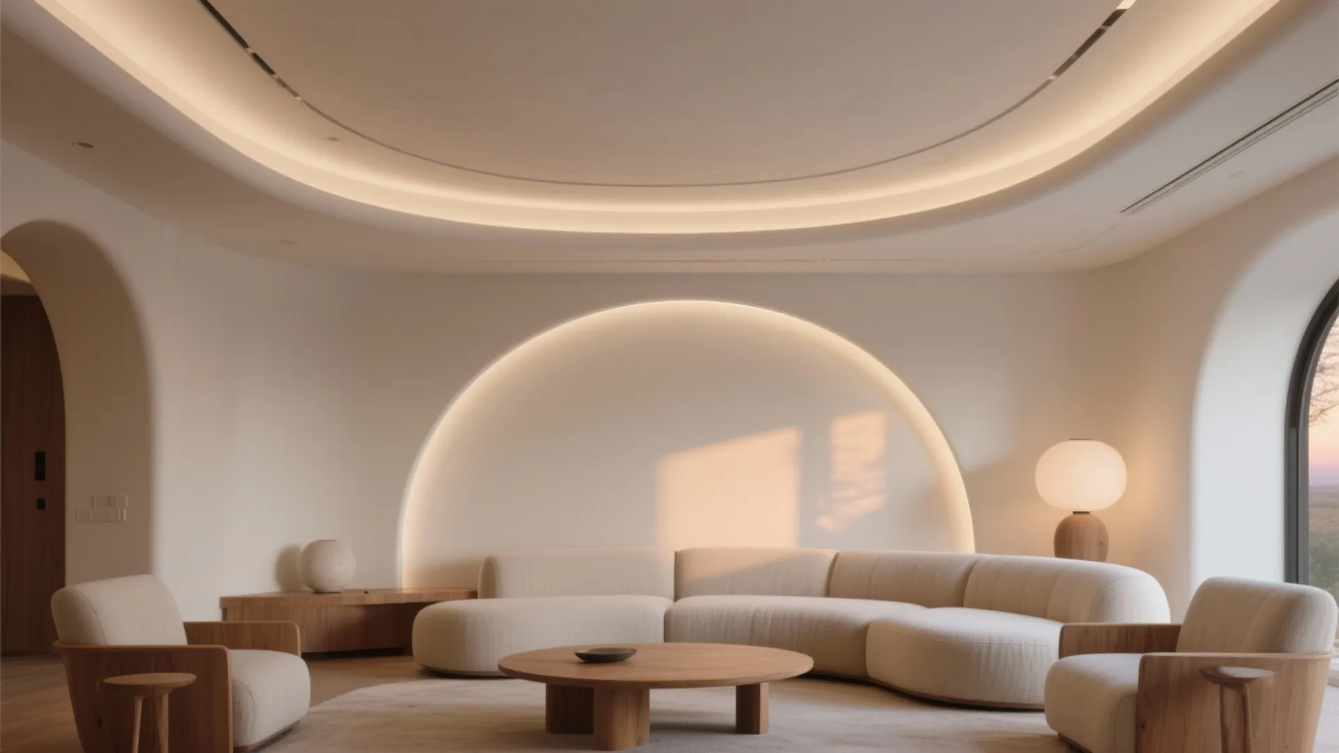 Soft curves: arches, barrel vaults, or a gentle cove radius