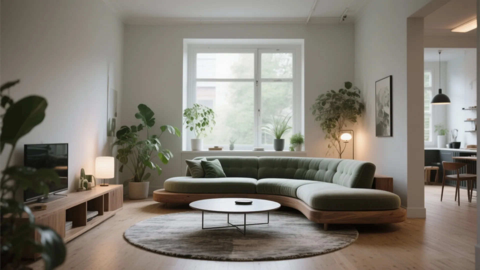 Curved or Chaise-Return Sofa for Better Flow