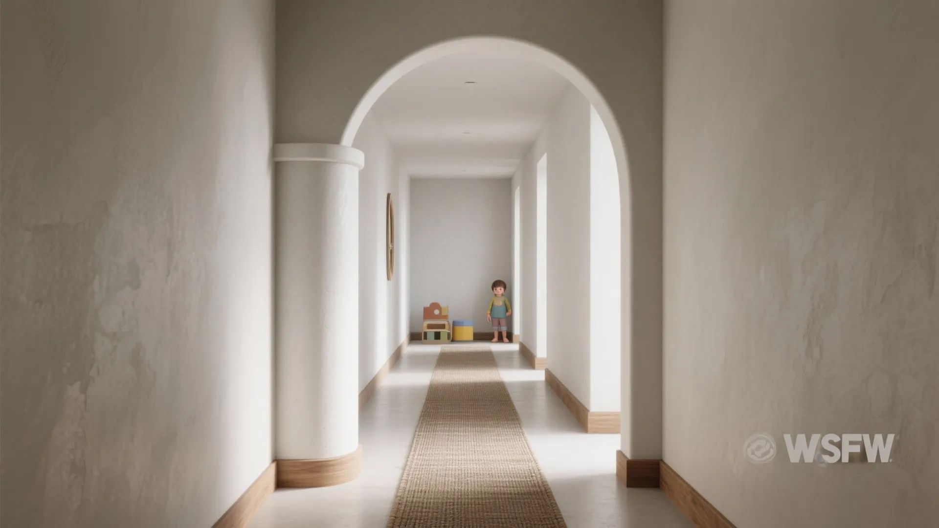 Soft curves: drywall or microcement to ease circulation