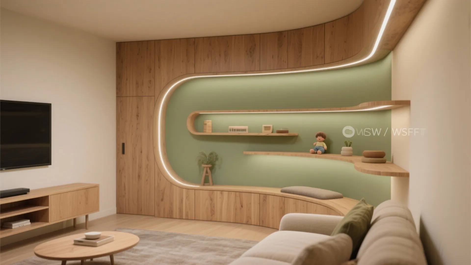 5. Curved or corner wall units