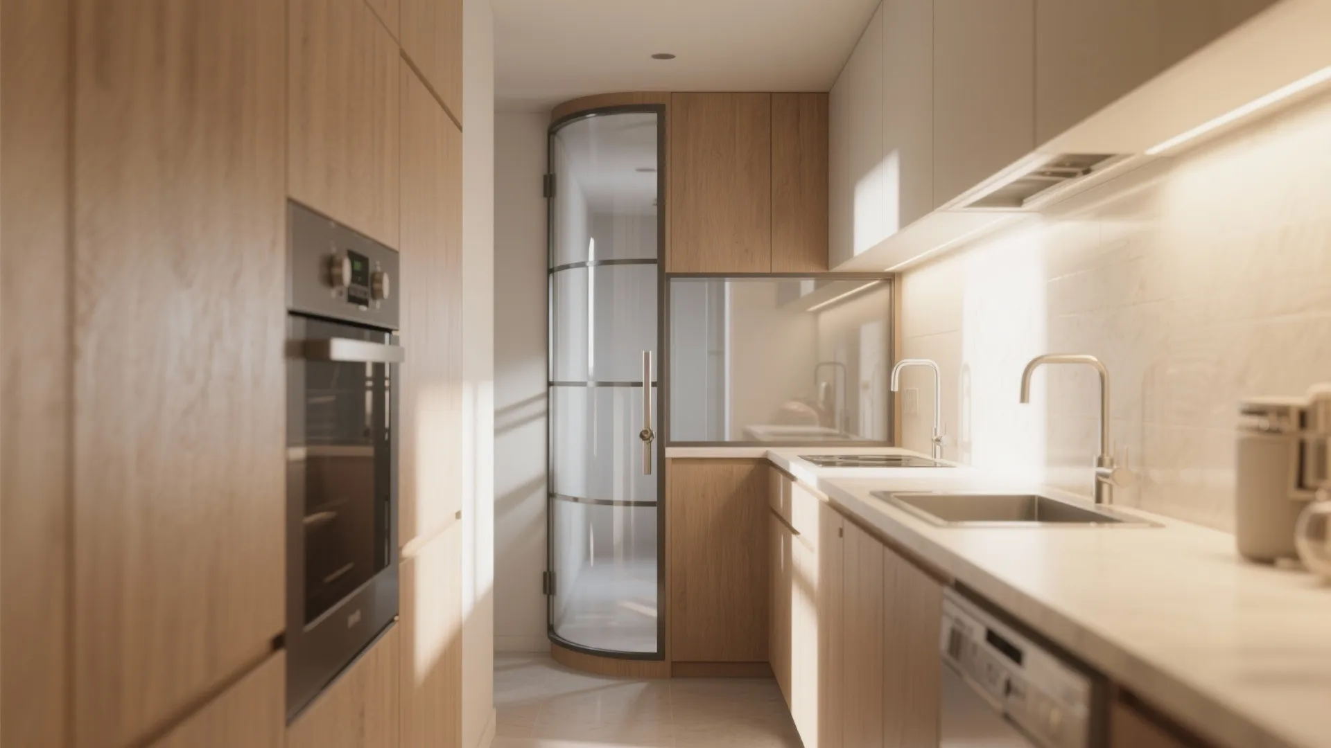 4. Curved or corner glass for flow and continuity