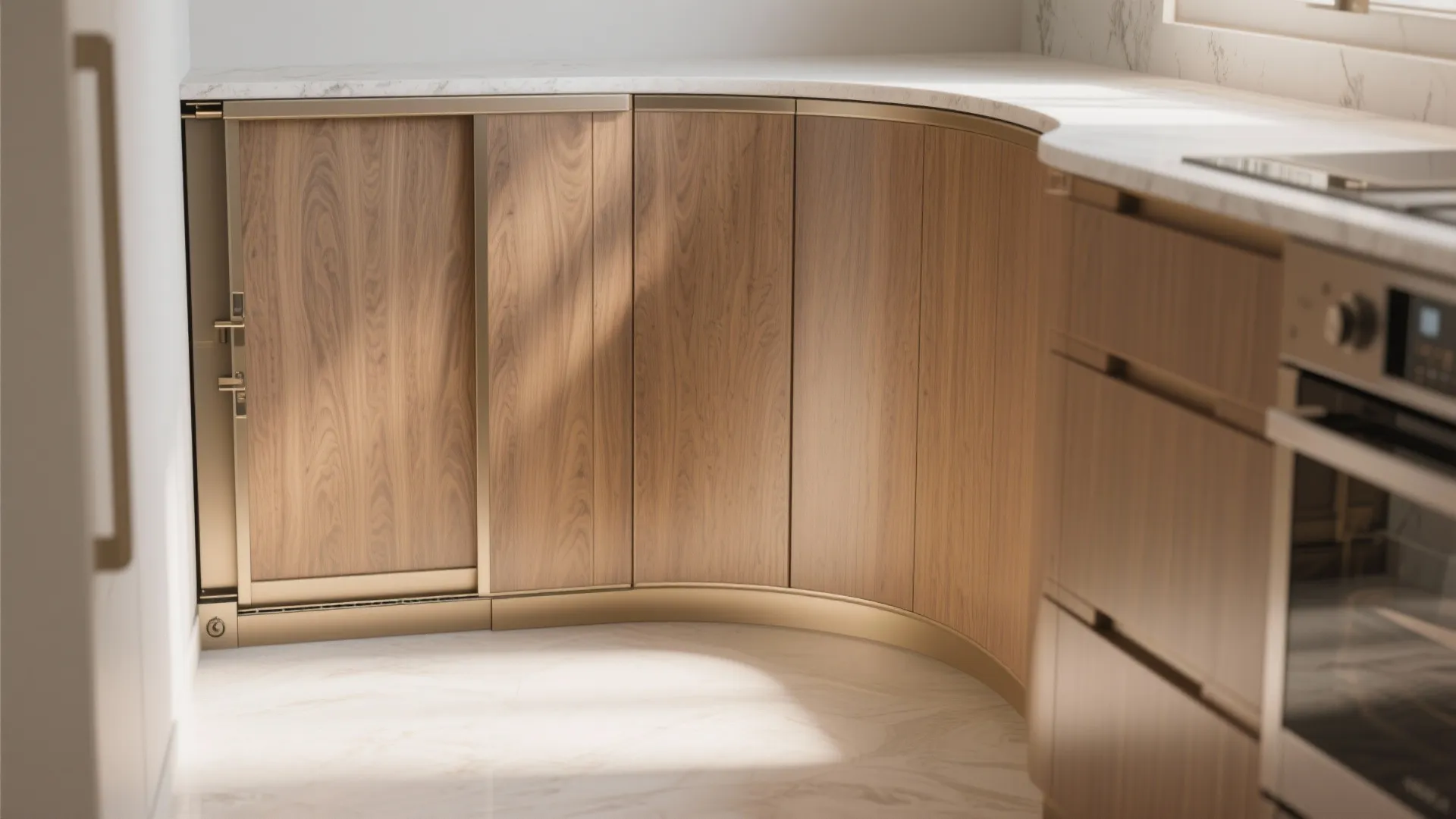 3. Corner Cabinet with Curved Sliding Panels