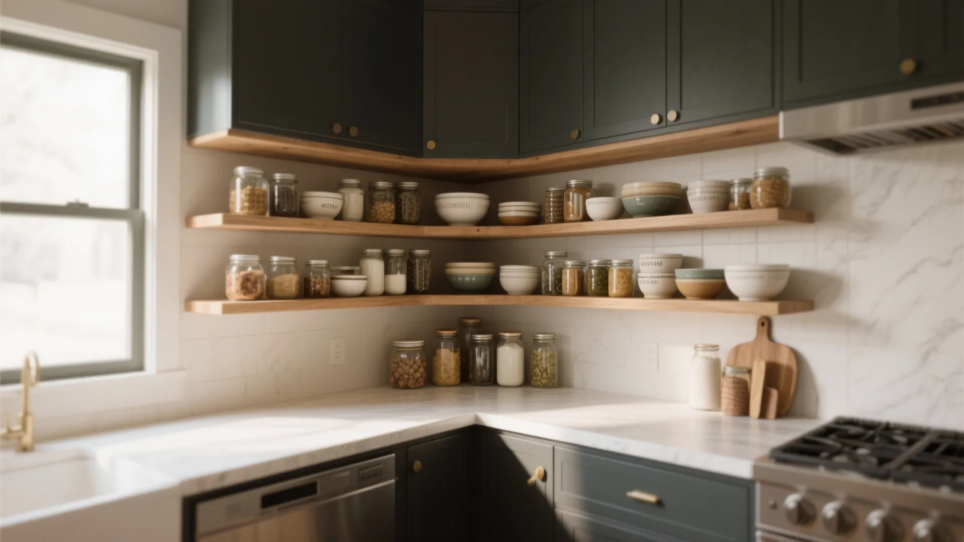 1. Curved Corner Shelving