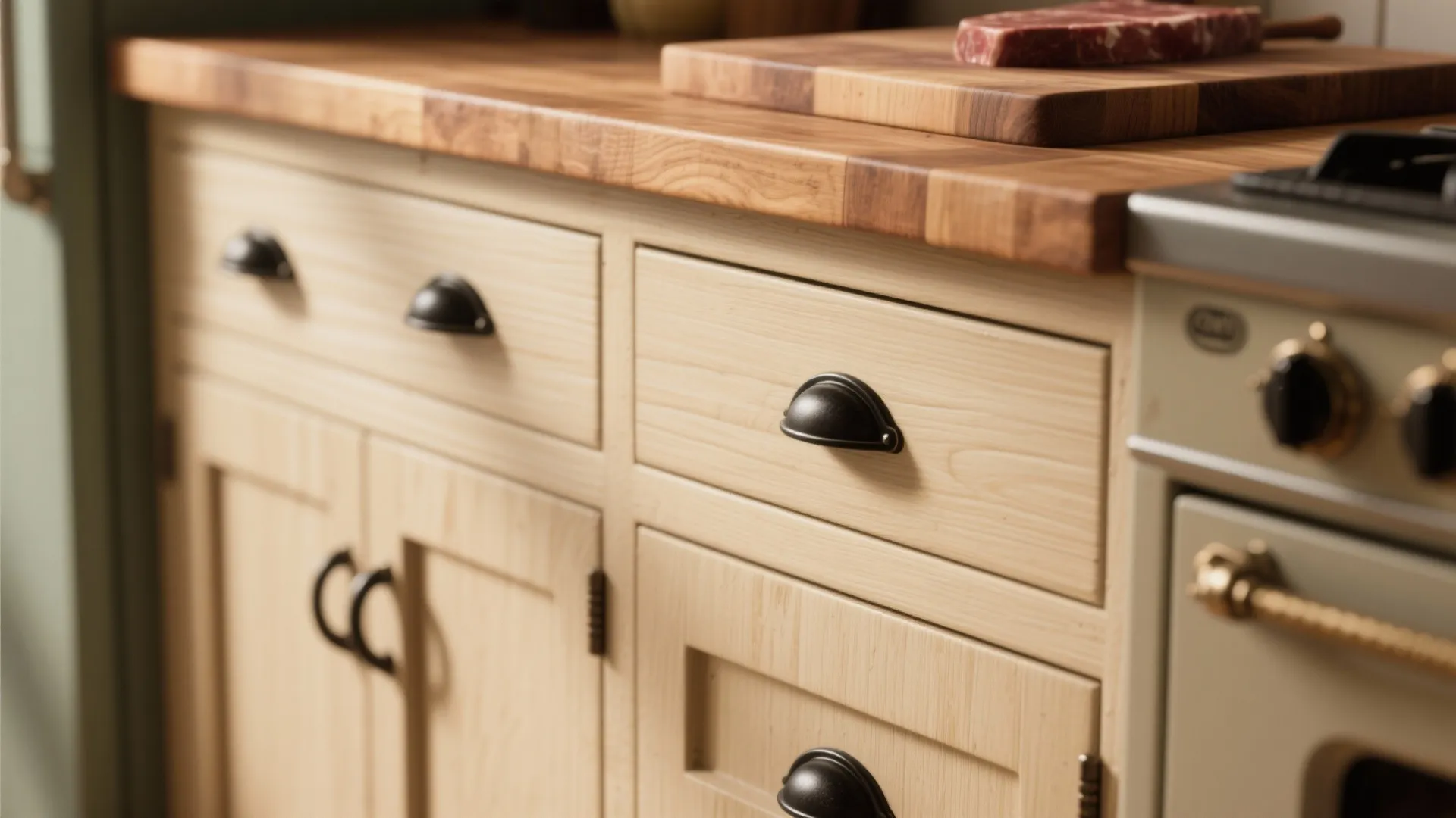 2. Curved Black Cup Pulls for a Retro Twist