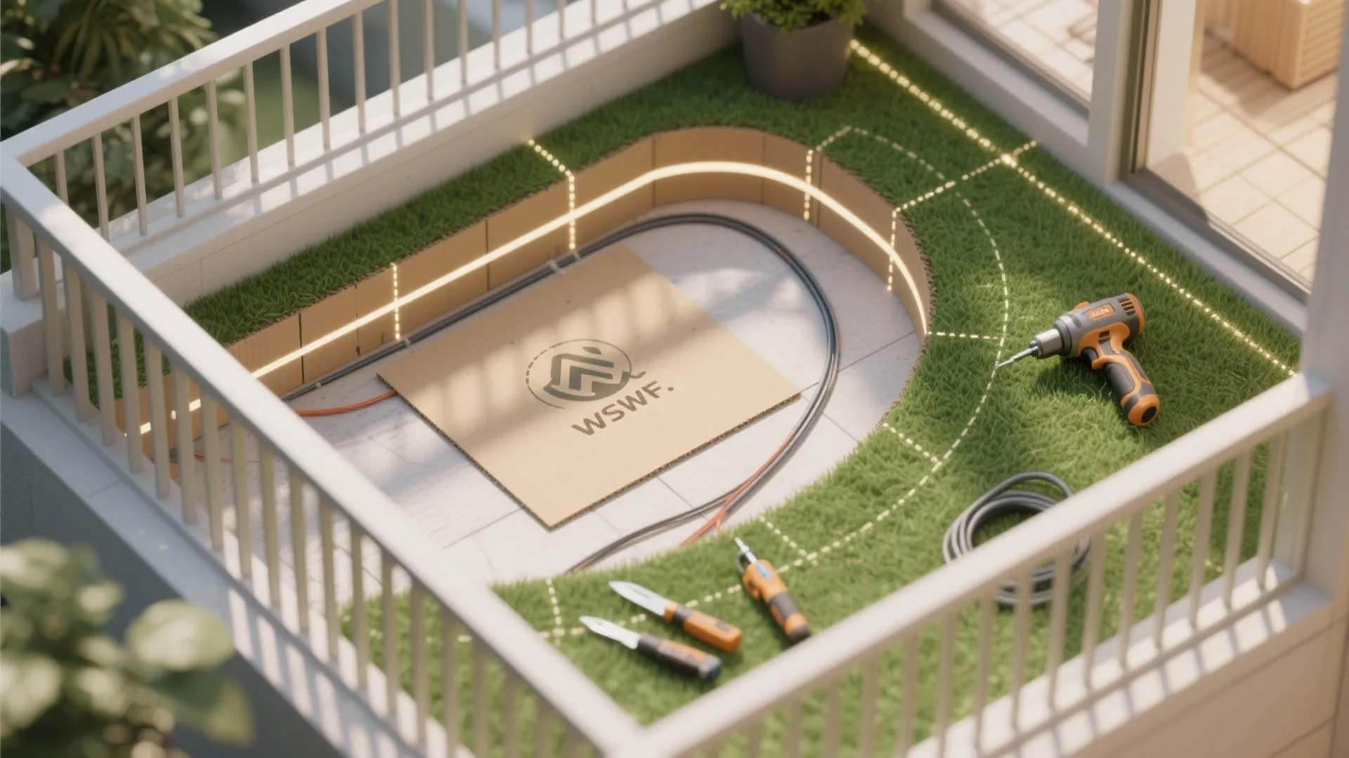 Soft-Edges: Turf + Planter Curves + Lights