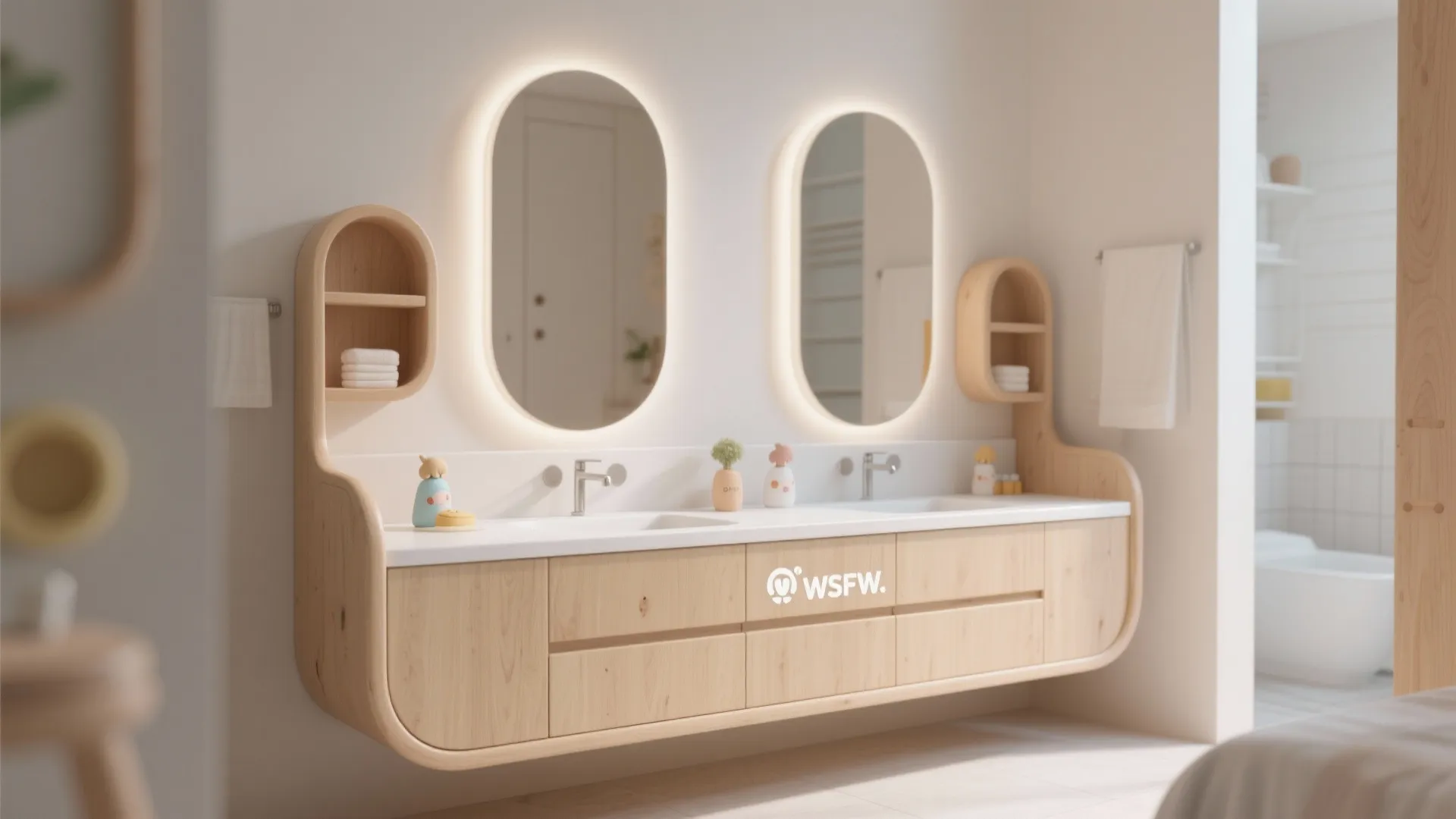 9. Curved Edge Double Vanity