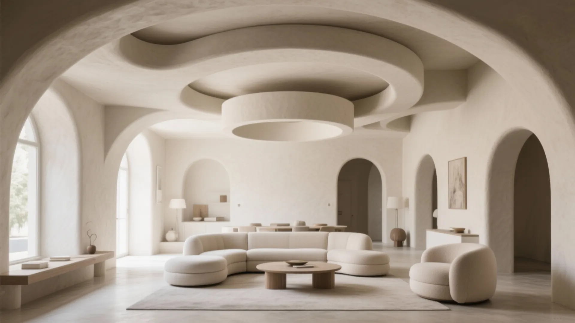 Curved and Floating Ceilings for Soft Luxury